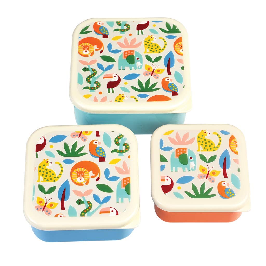 Rex London Children's Reusable BPA Free Snack Boxes (Set of 3) - Wild Wonders