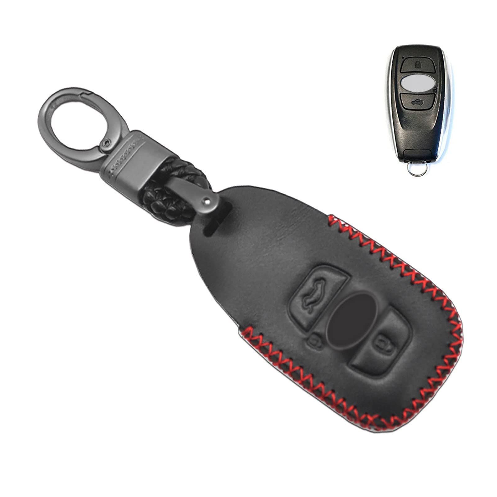Compatible with 3 Buttons Subaru BRZ Legacy Outback XV Crosstrek WRX WRX STI Forester Impreza Leather Case Key Fob Cover Keyless Car Remote Holder Protecter