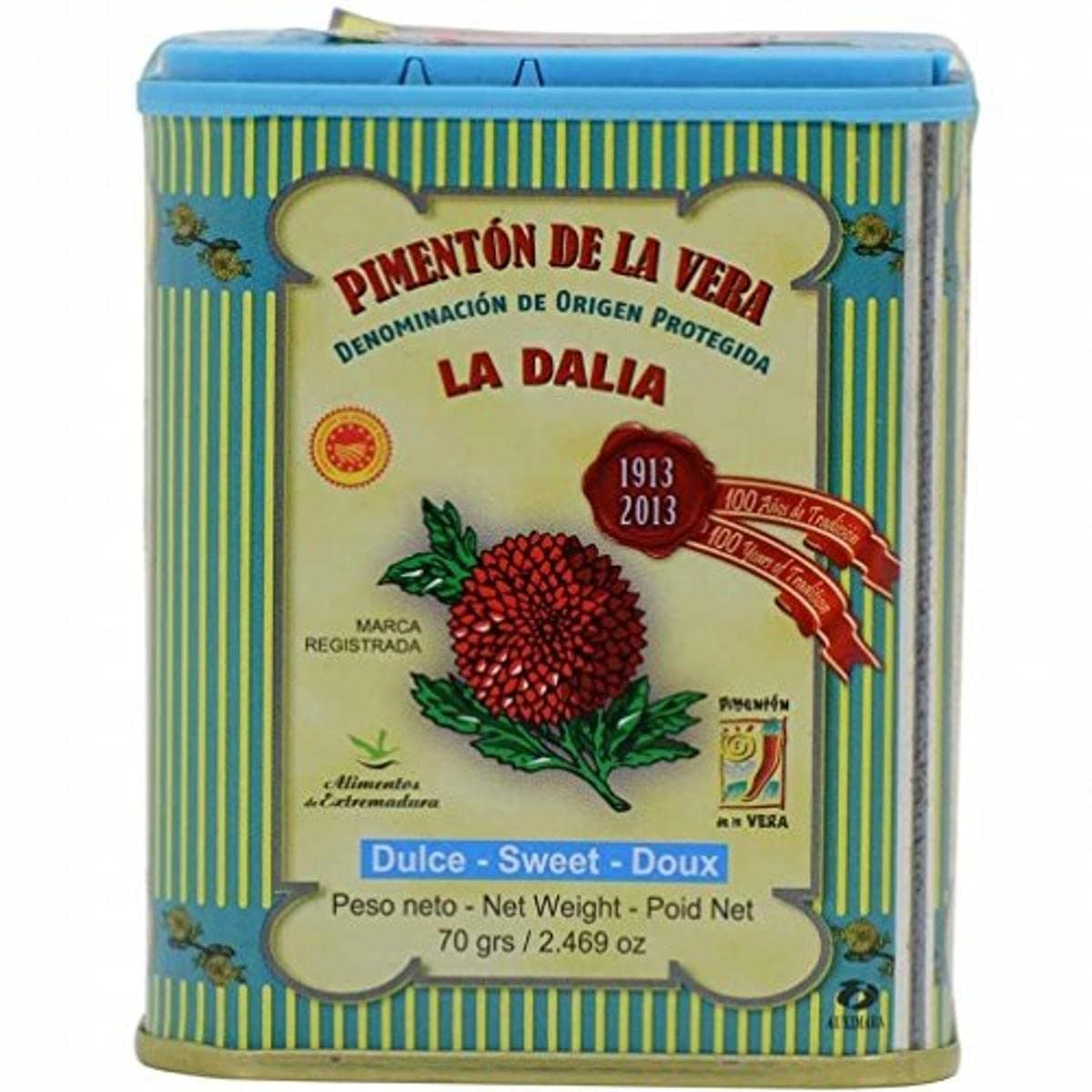 La Dalia Sweet Smoked Paprika Powder, Authentic Spanish Pimentón de la Vera, DOP Certified, Rich Color and Smoky Flavor, Perfect for Chicken, Meat, Rice and Sauces, 2.46oz (Pack of 1)