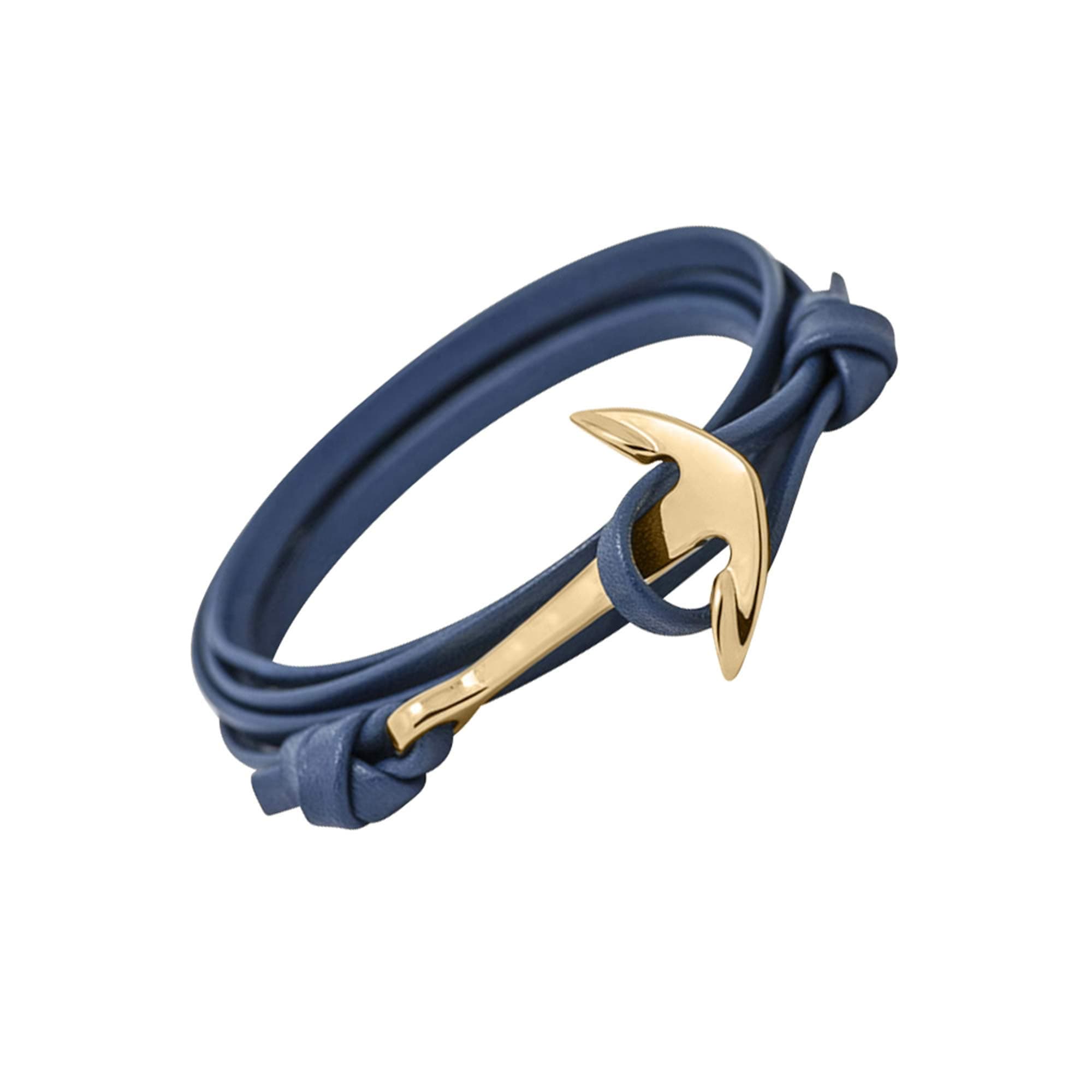 GLANZWEAR Wrap Bracelet PU Synthetic Leather with Ship Anchor in Gold Leather Gold Edition, Maritime Ankle Strap for Women and Men, Unisex Bracelet in Many Fashion