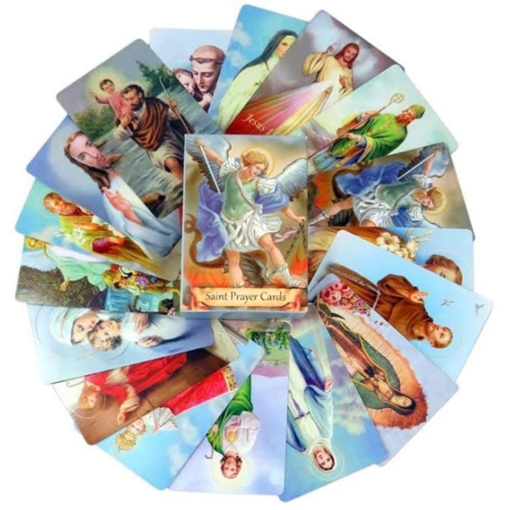 Autom Pack of 54 Assorted Holy Cards with Catholic Saints and Prayers