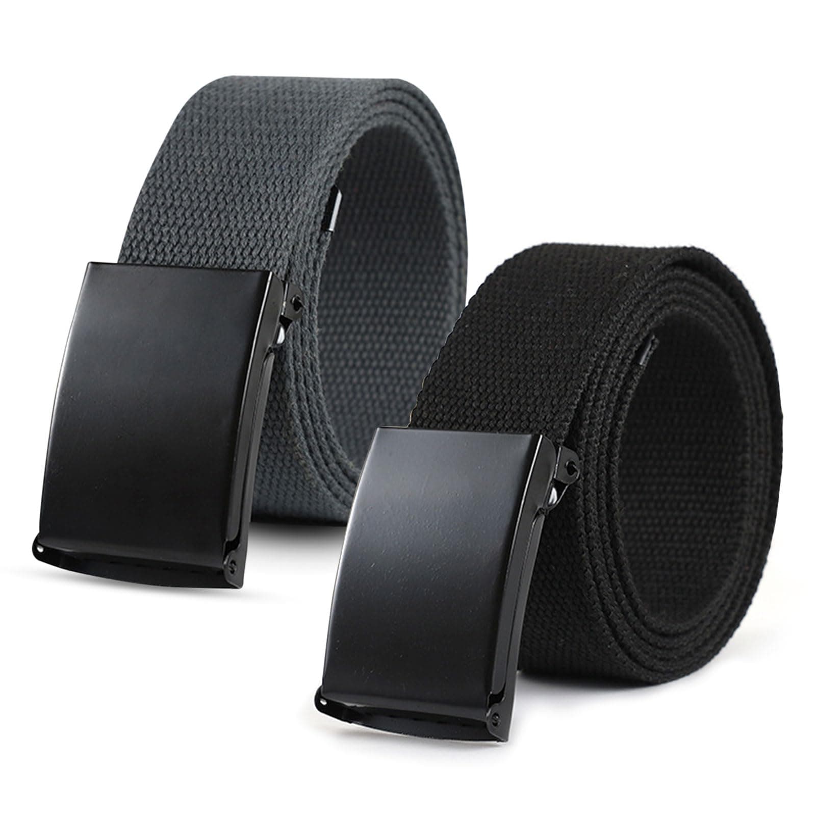 EUPSIIU 2 Pieces Belts for Men, Men's Canvas Belt, Adjustable Nylon Fabric Belt, Work Belts for Men, Classics Canvas Belt, No Holes Belt, Casual Belts, Trim to Fit, 110 cm
