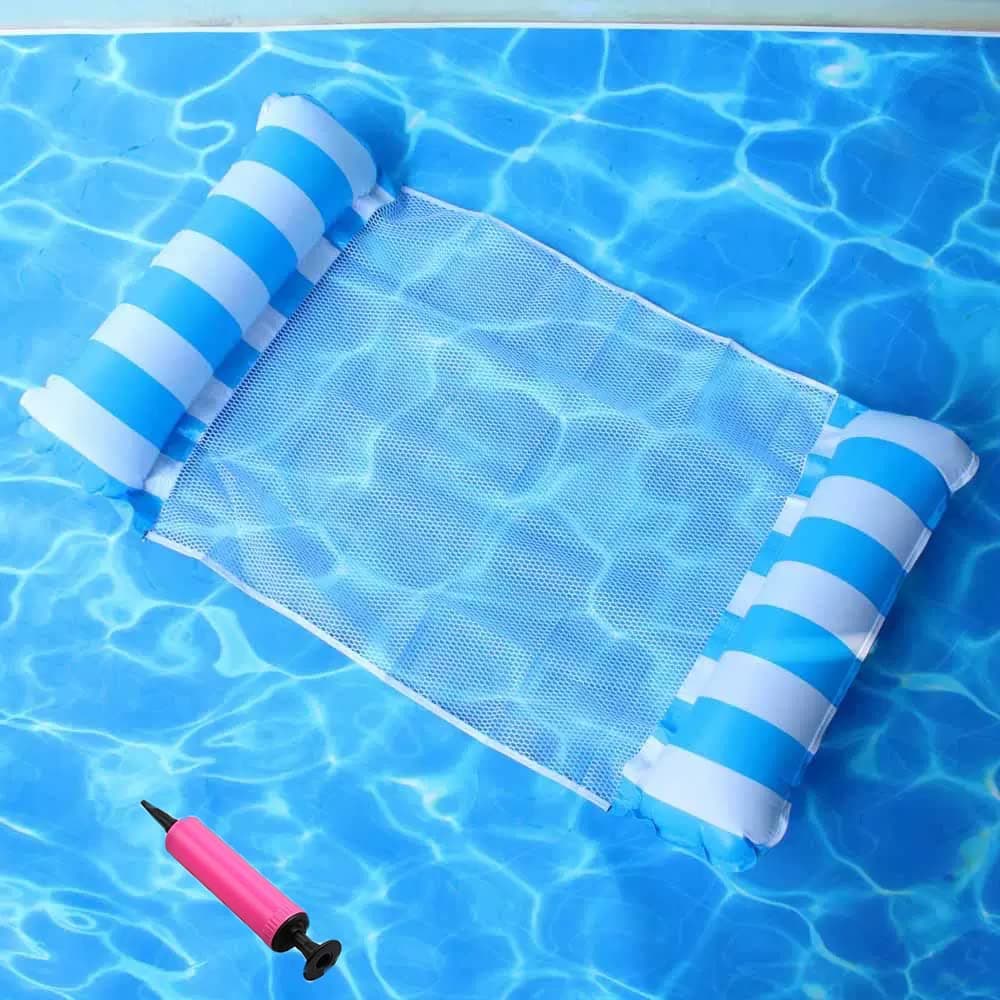 Pool Hammock Floats for Adults - 4 in 1 Multi-Purpose Water Hammock Inflatable Pool Float,Summer Pool Lounger Chair, Hammock with air Pump,Portable Floaties Pool Accessories for Adults and Teens(blue)