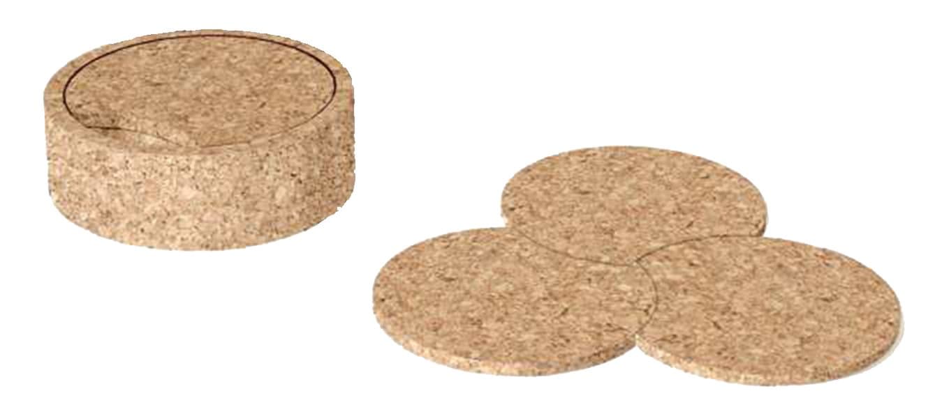 Cork Nature Korko 490399 6-Cork Coasters, Flat