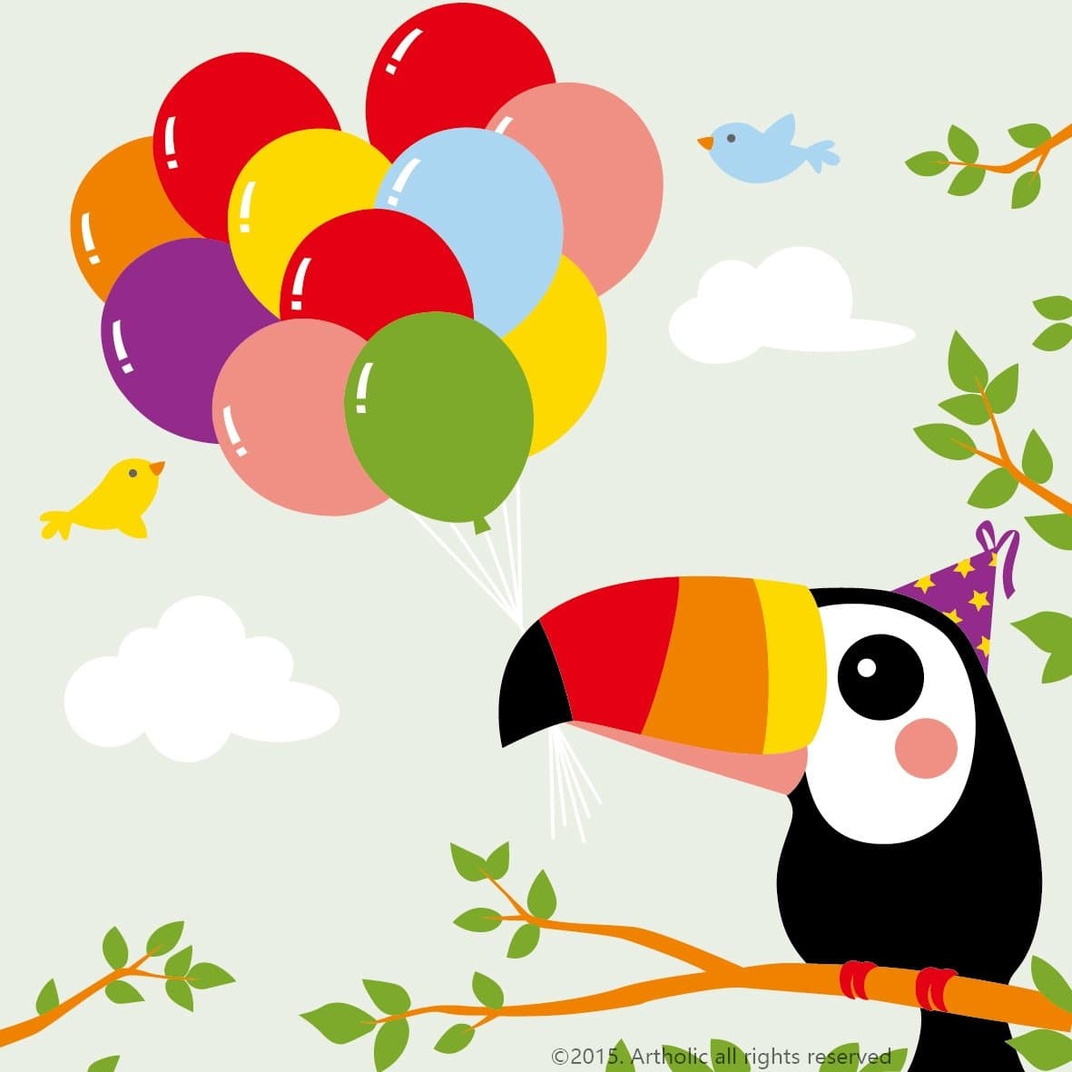 Diy oil painting, paint by number kits for kids - Clown Parrot 8"x8" (Framed Canvas)