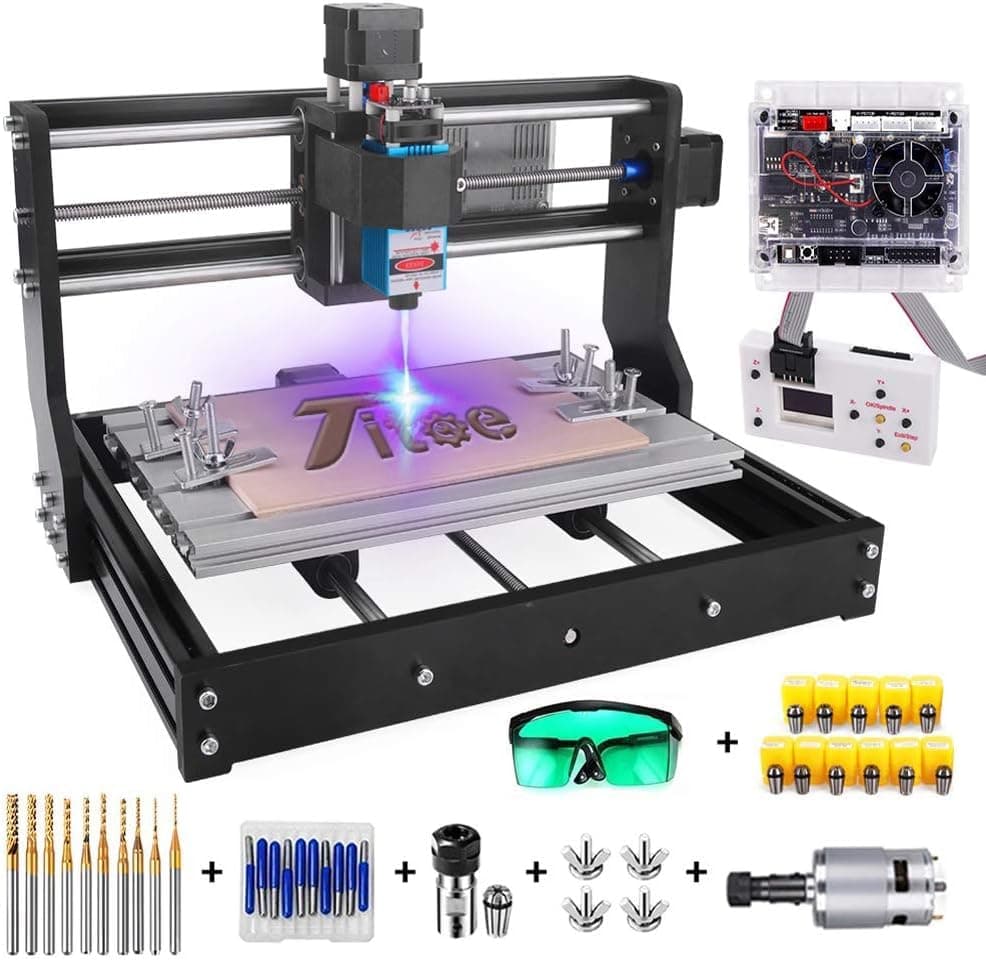 2 in 1 5500mW CNC 3018 Engraving Machine CNC 3018 Pro-M Router Machine 3 Axis GRBL Control DIY Router Kit Machine with Extension Rod +Offline Controller Board