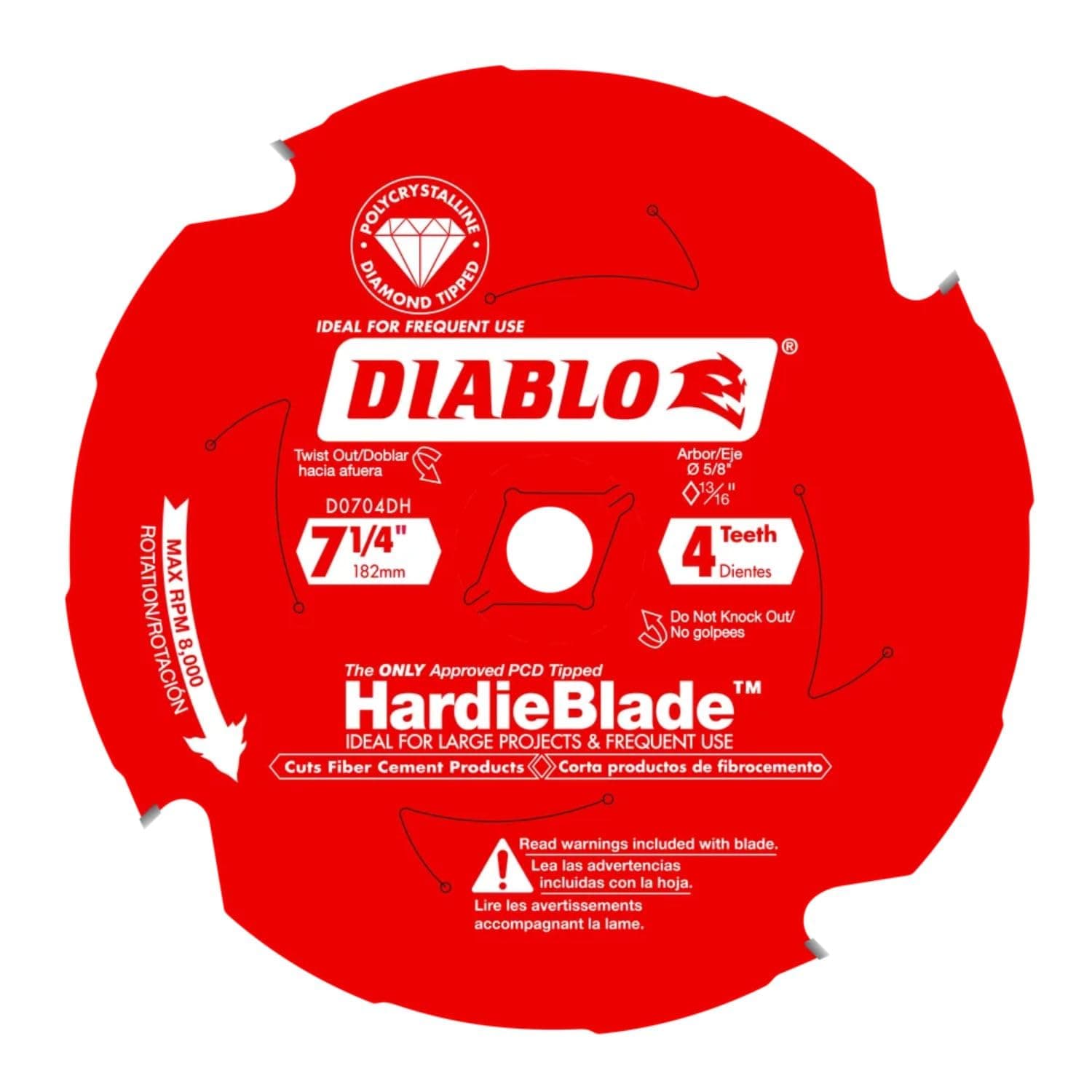 HardieBlade Saw Blade for Fiber Cement - 7-1/4" x 4-Teeth, PCD Tipped - D0704DH