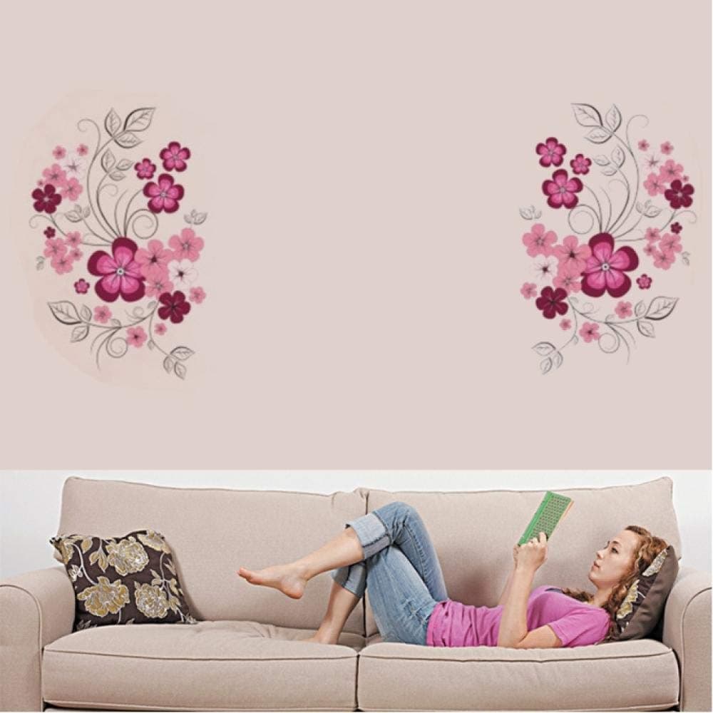 JiuJiu.Yan Colorful Flowers Wall Stickers Tv Sofa Background Room Wedding Decoration DIY Home Decor Wall Decals Art Peel and Sticker
