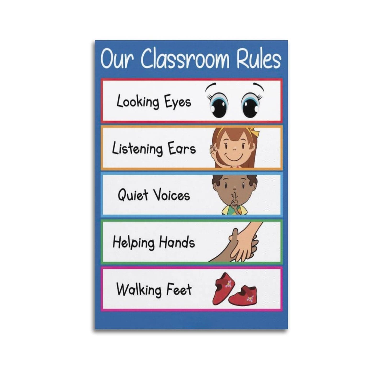 ZHAOYZZY Preschool Classroom Rules Poster Classroom Posters Painting Canvas Wall Posters Art Picture Print Modern Family Decor Posters 12x18inch(30x45cm)