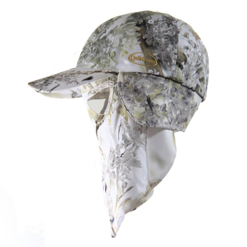 QuikCamo King's Snow Shadow Camouflage Cap, Hunting Hat with Front Model Face Mask Technology (58cm, 7 1/4 Fitted)