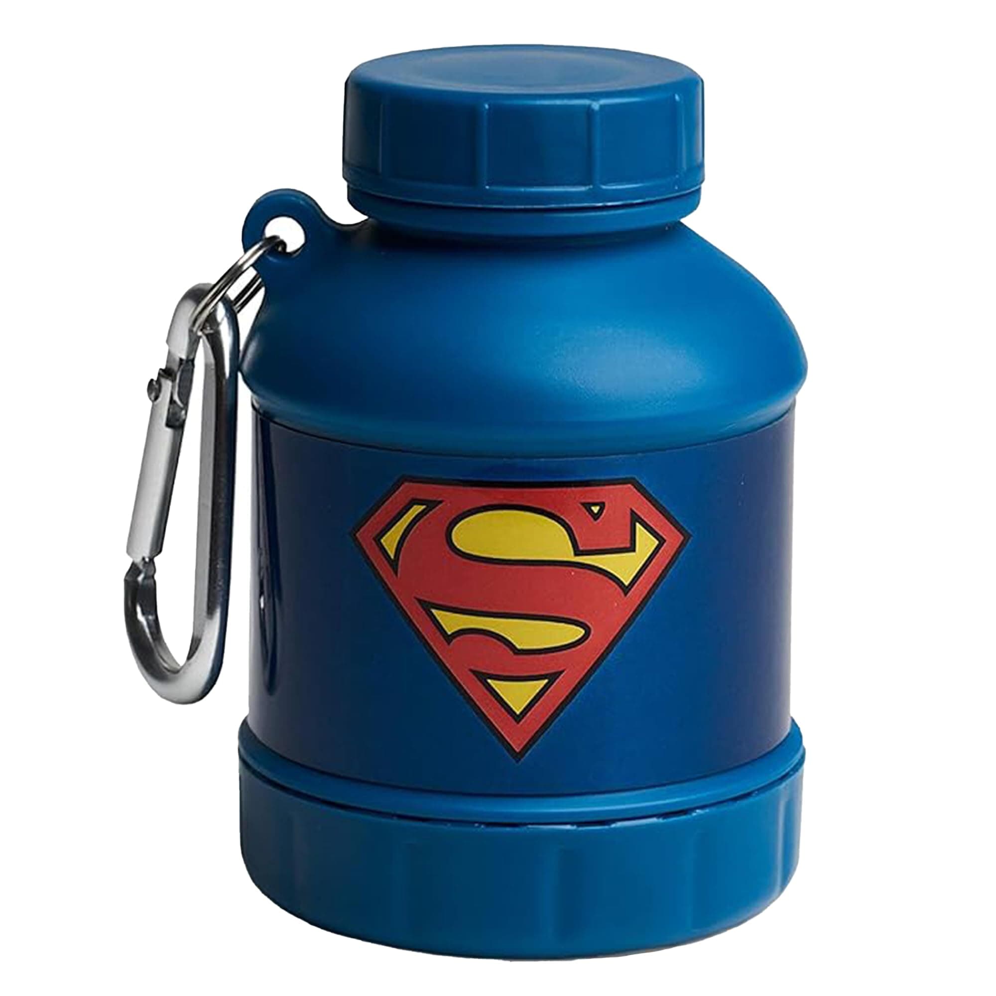 Justice League Whey2Go Superman Protein Powder Storage Container 50g – BPA Free Shaker Bottle Funnel for Whey Protein Powder + Protein Shakes 110ml, DC Comics Superman Gifts for Men