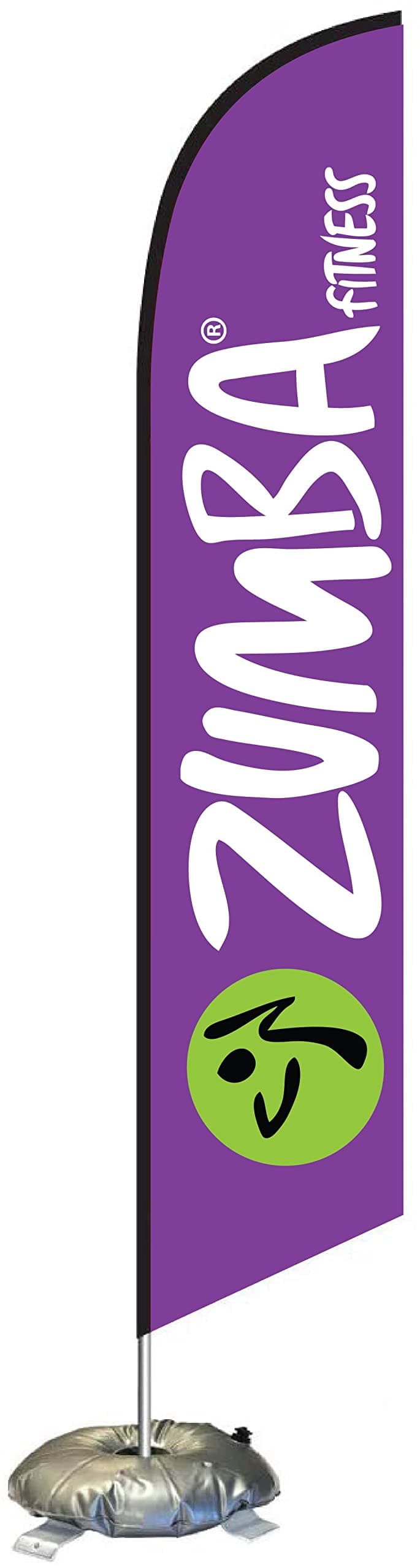 Cobb Promo Zumba Feather Flag Kit with Cross-Base and Weight-Donut, Outdoor Advertising Banner Swooper Flag, Purple