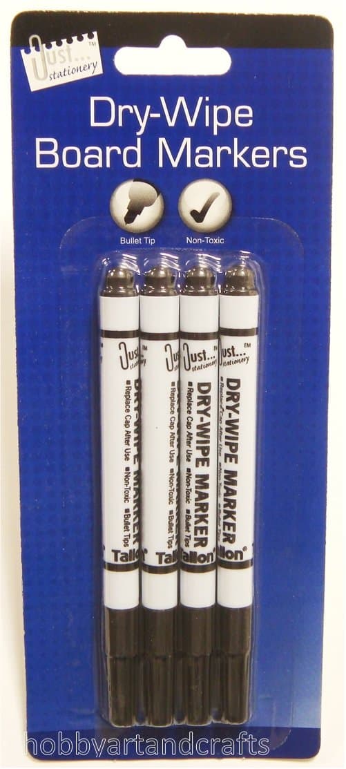 Dry Wipe Markers White Board Markers Marker Pens Non Toxic Fine Bullet Tip x 4 (Black)