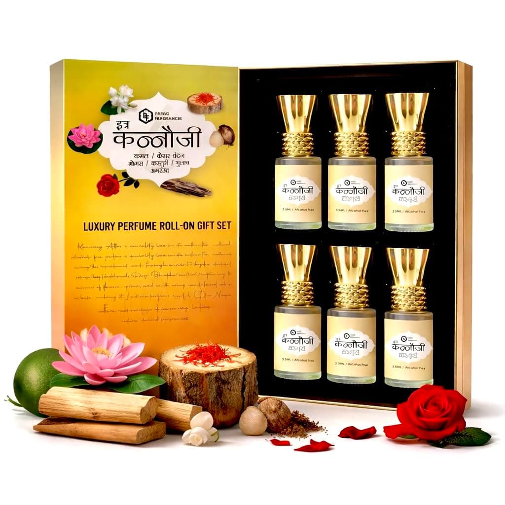 Natural & Premium Liquid Attar Gift Pack For Unisex (Kannauji 6 In 1)