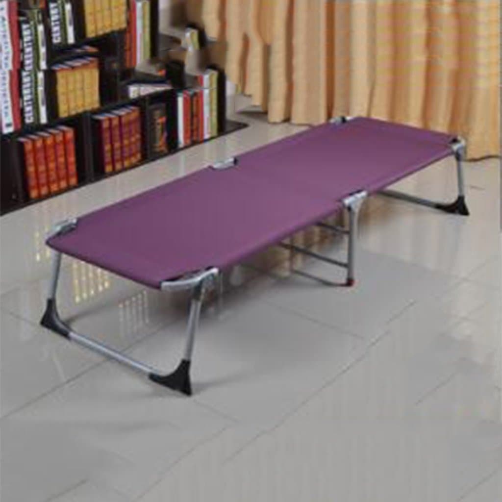 Ren Chang Jia Shi Pin Firm Folding bed person napping bed home simple cloth outdoor camping bed (Color : Purple, Size : 183*64*34 cm)