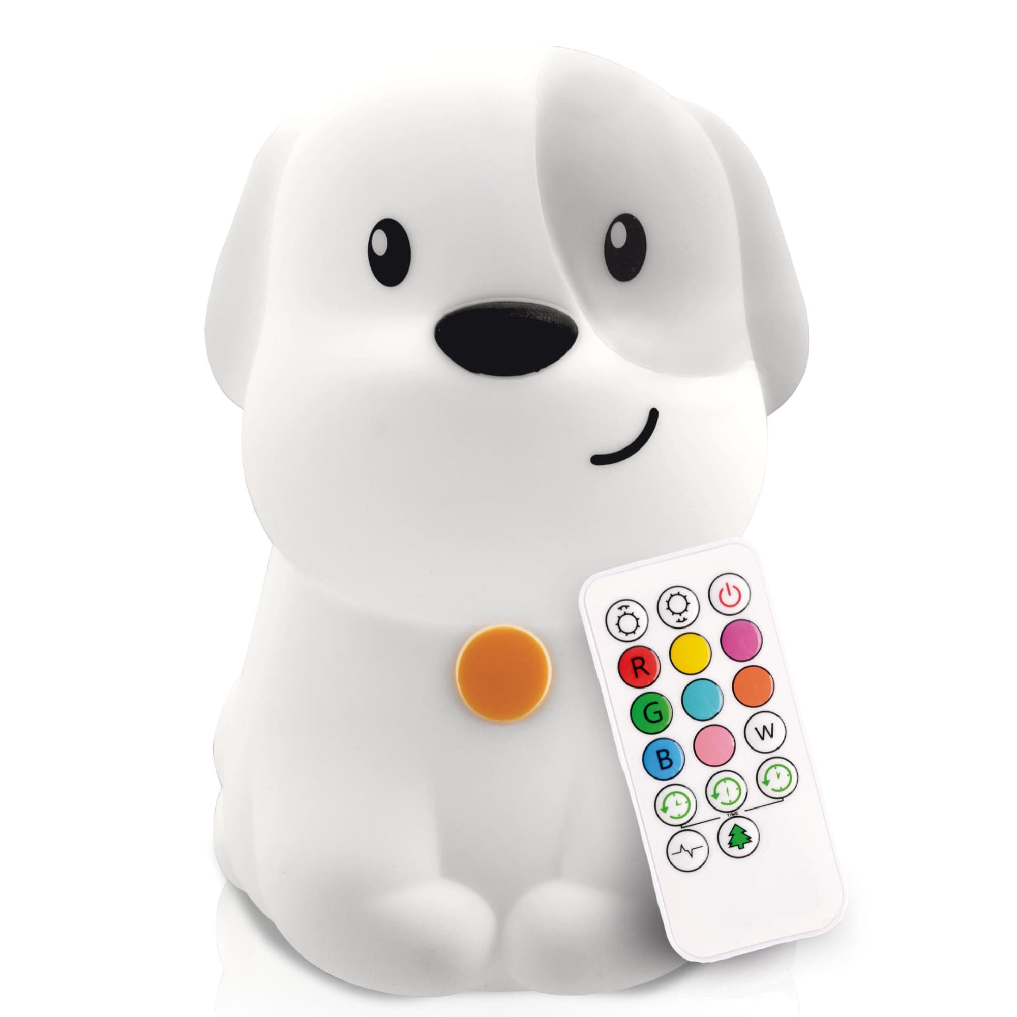 Pepper The Puppy Dog Squishy Silicone Night Light for Kids | Cute Night Light with Remote & Touch Control for Baby & Toddler Bedrooms | Color Changing Animal Lamp | Soft Portable Nightlight
