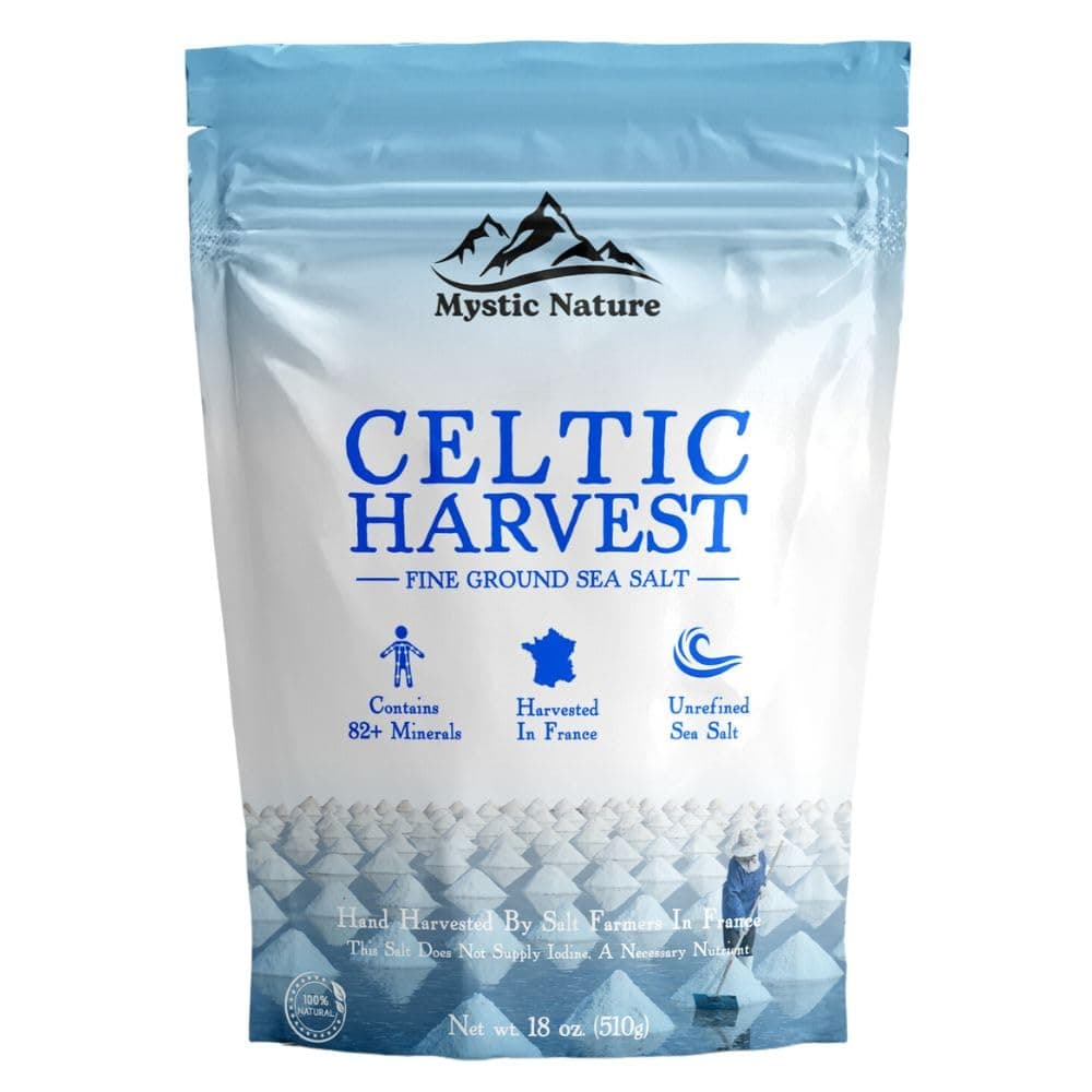 Celtic Harvest Fine Ground Sea Salt - 1.1lb - 18oz | Rich in 82+ Essential Minerals | Organic 100% Natural & Unrefined | Hand Harvested Celtic Crystals from France