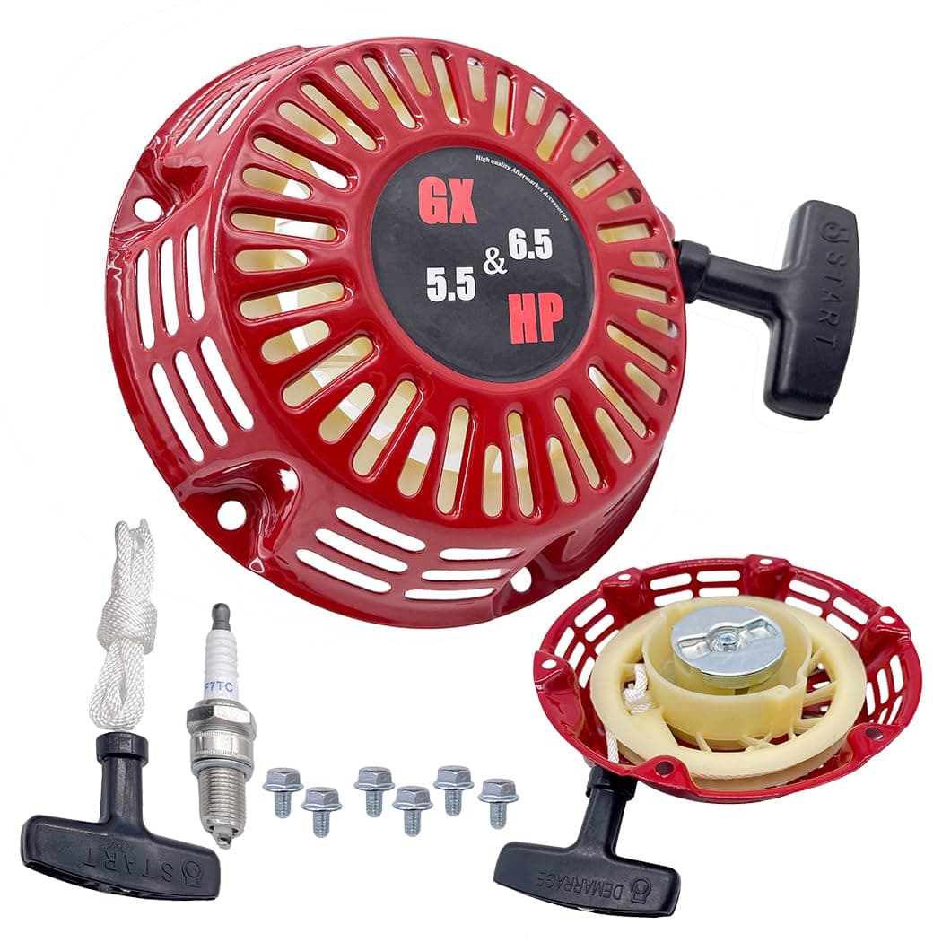 Pull Start Recoil Starter Assembly with Spark Plug & Pull Cord for Harbor Freight Predator Rato 173cc 179cc 196cc 212cc 6.5HP 7HP OHV Horizontal Shaft Engine