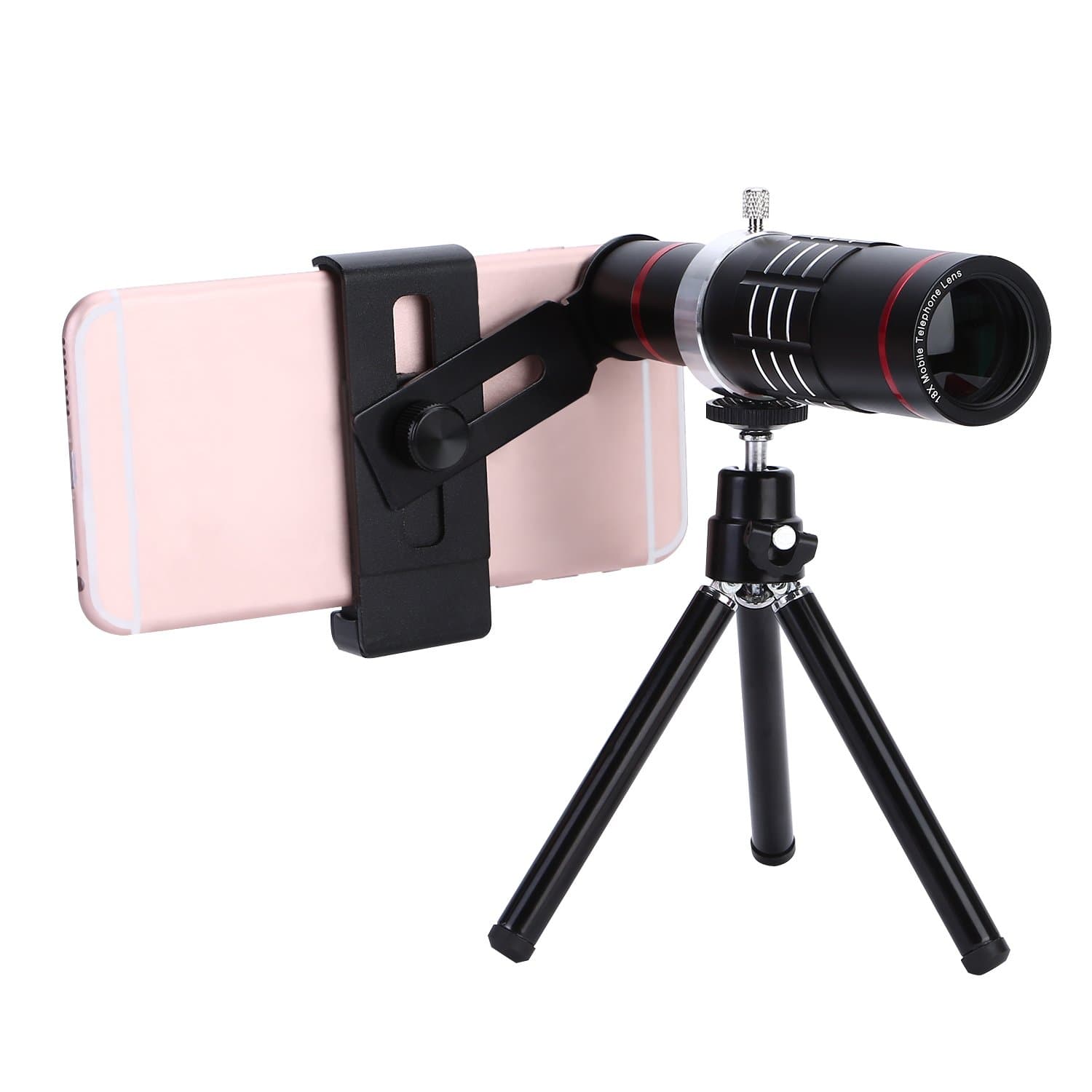 Xmtiko 4x Lens Fish Eye Lens Wide Angle Lens Macro Lens Extension Tube for Cell Phone Camera for iPhone, Samsung Huawei HTC Sony Black