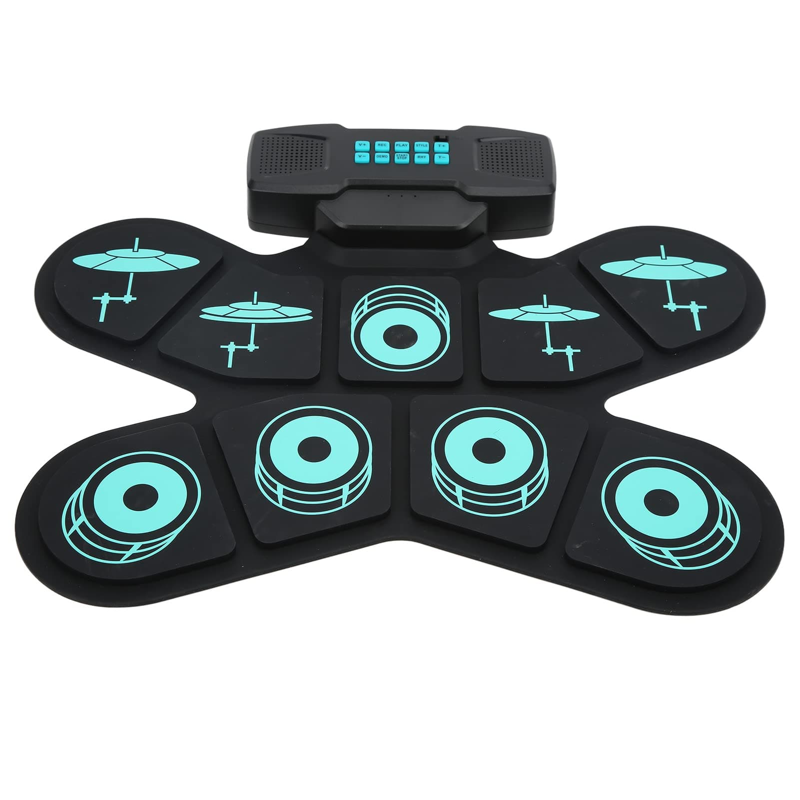 Maquer Electronic Drum Set, Portable Roll Up MIDI Kit with 9 Electric Pads, Adult Beginner Practice Pad Built-in Speaker Pedals Sticks, 2.0Ah Rechargeable Battery