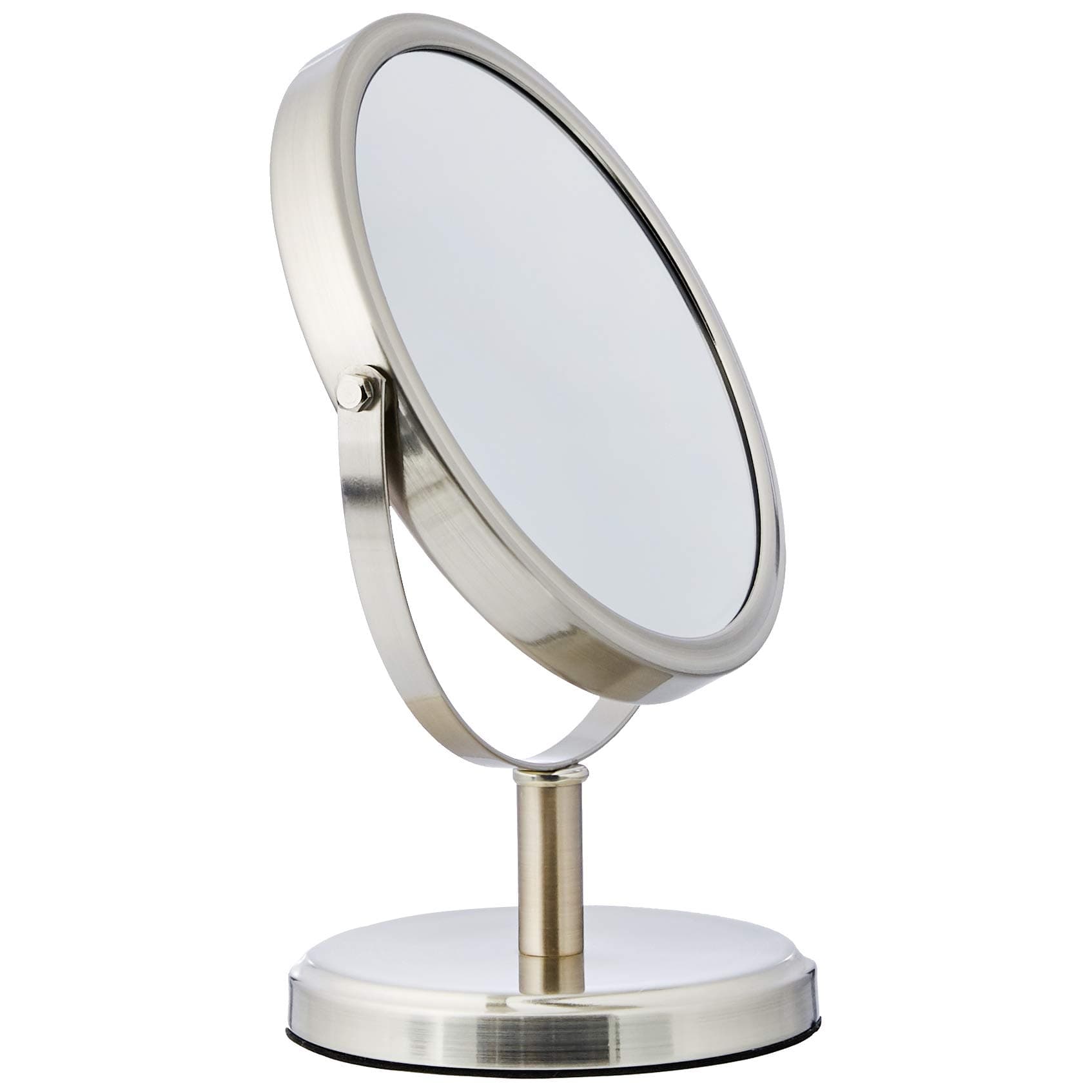 Amazon BasicsModern Dual Sided Magnification Makeup Vanity Mirror, Standard, Nickel