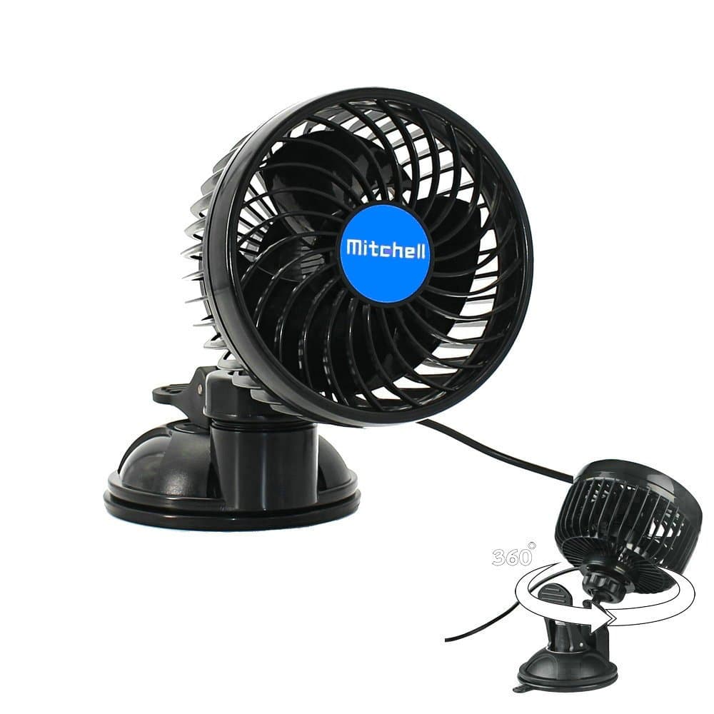 12V Car Fan Suction Cup 4.5" Auto Fan Powerful Car Electric Fan Quiet Stepless Speed Adjustment Rotatable 12 Volt Car Fans Cooling Air Fan