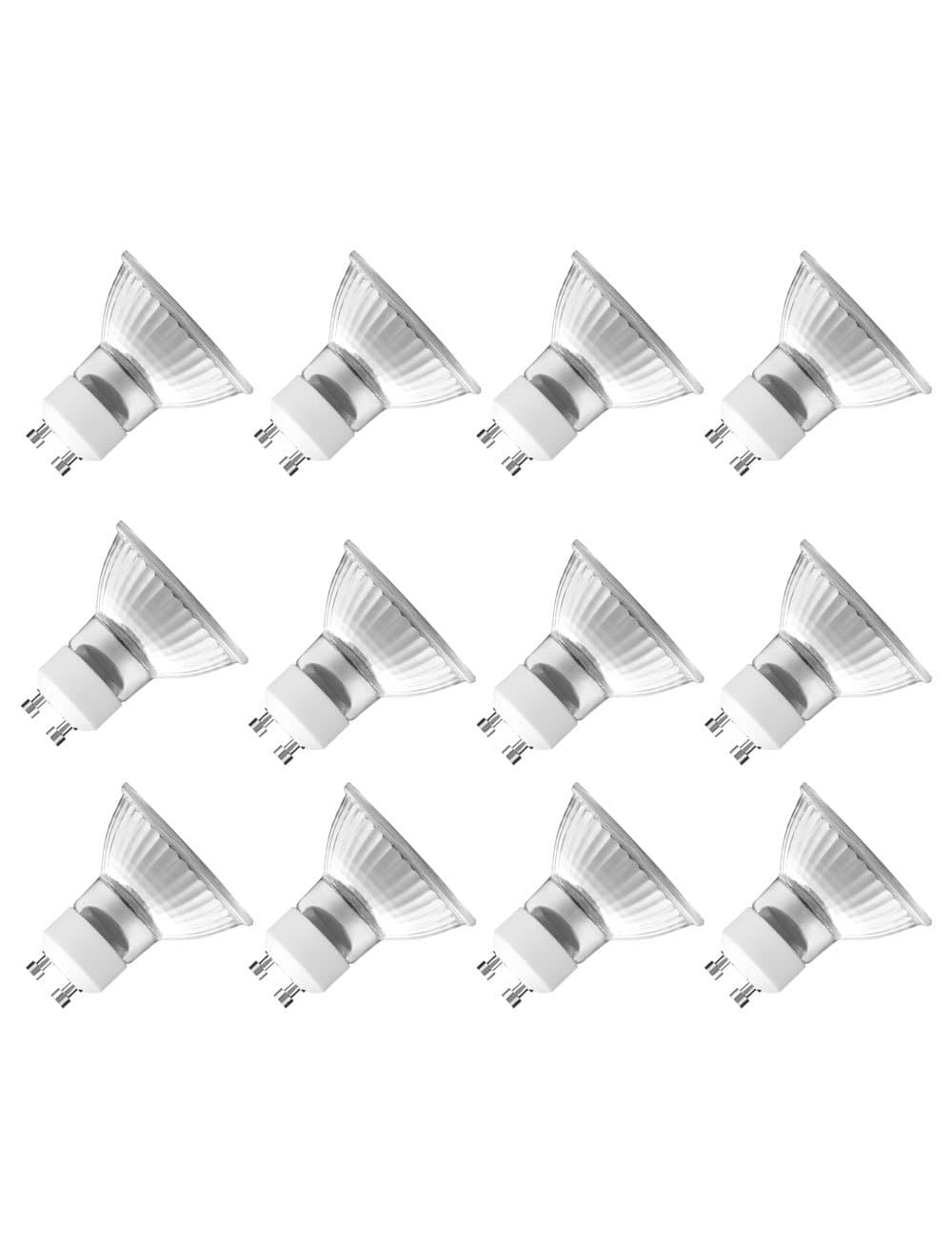 Pack of 12 Nuloxx Halogen GU10 28 W/827 2700 K Warm White 350 lm AC 220... 240 V 110 ° Beam Angle, Glass Reflector replaces 38 Watt Light Bulbs. Dimmable. [Energy Class C]