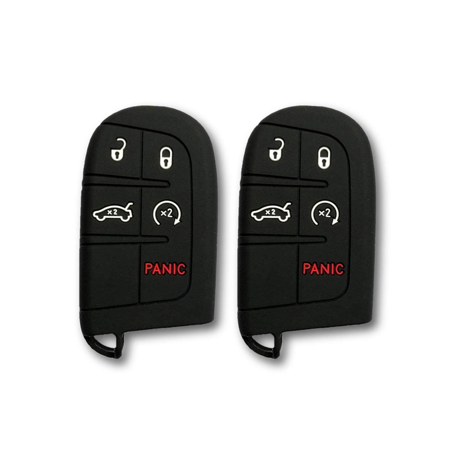 Autobase Silicone Key Fob Cover for Jeep Grand Cherokee Renegade Compass Dodge Challenger Charger Dart Durango Journey Chrysler 200 300 | Car Accessory | Key Protection Case (Black, 2 Pcs)