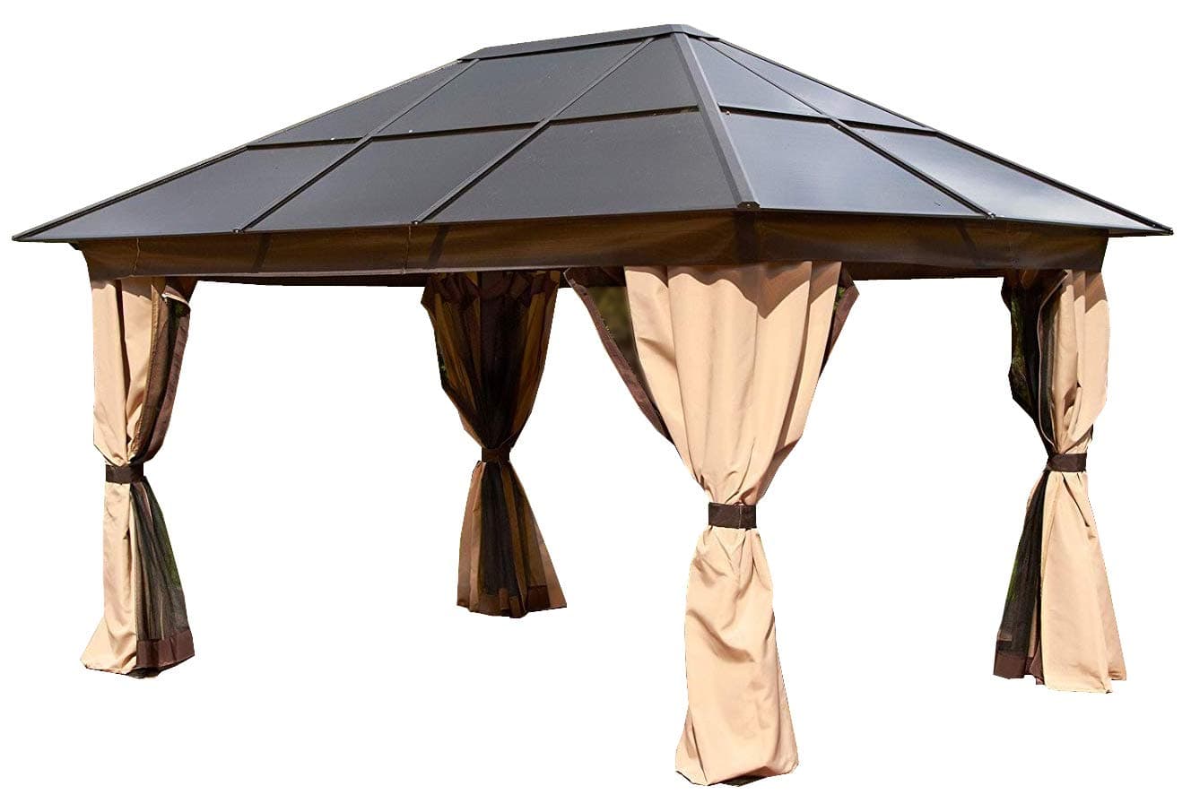 Glendale Polycarbonate Aluminium All Weather Permanent Gazebo 3x4M Bronze & Beige