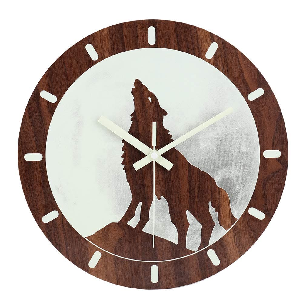 jomparis 12" Night Light Function Wooden Wall Clock Large Luminous Wall Clock