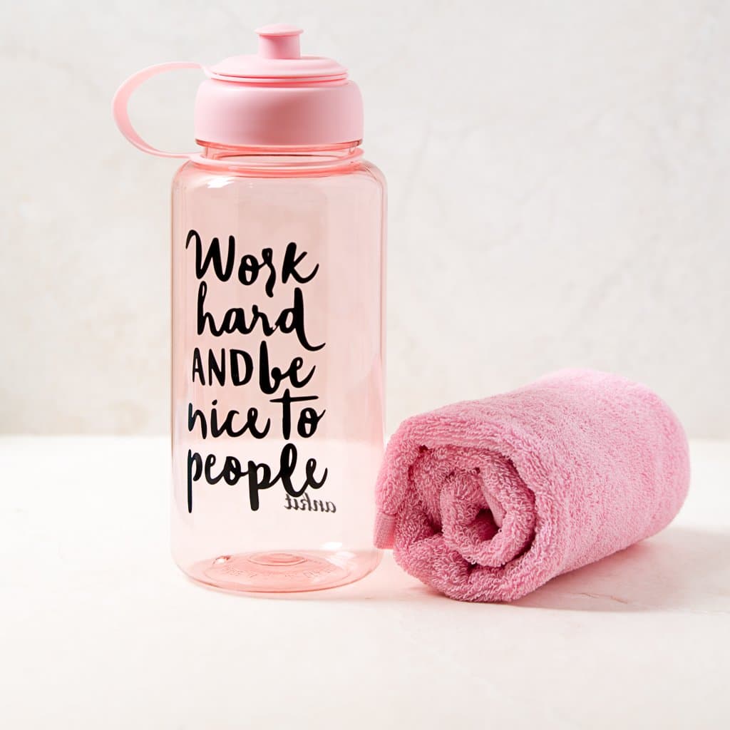 ANKIT Work-Out Set Sport Water Bottle with Napkin - BPA Free Plastic Inspirational Tritian Fitness Wide Mouth Motivational