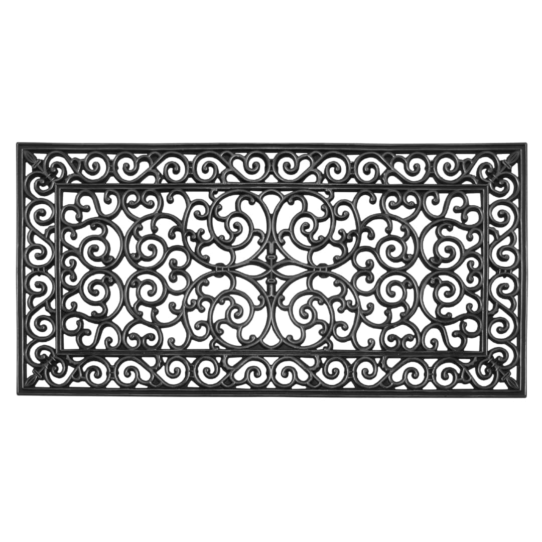 A1 Home Collections RI2002 Rubber Paisley, Beautifully Hand Finished, Doormat, 23.62" X 47.25", Black Estate