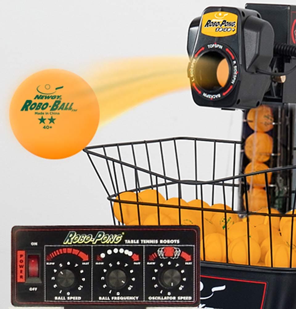 Table Tennis Robot - Robo Pong 1040+ Newgy The Original Inventor of Ping Pong Robot Since 1972, Affordable Home Training, USA Designed Professional Level Ping Pong Ball Machine with 200 Ball Capacity