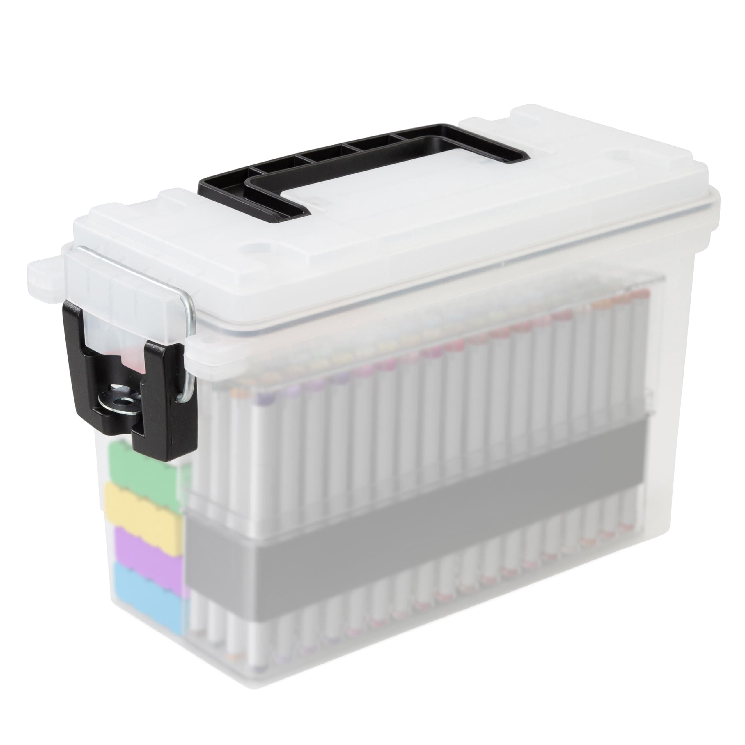 12635 Ammo Storage Box, Stackable .30 Cal Field Boxes, Water and Dust Resistant, Lockable Storage Box with Handle, Secures Hunting Gear, Supplies, and Bullets, Made in USA, Frost, 1-Pack