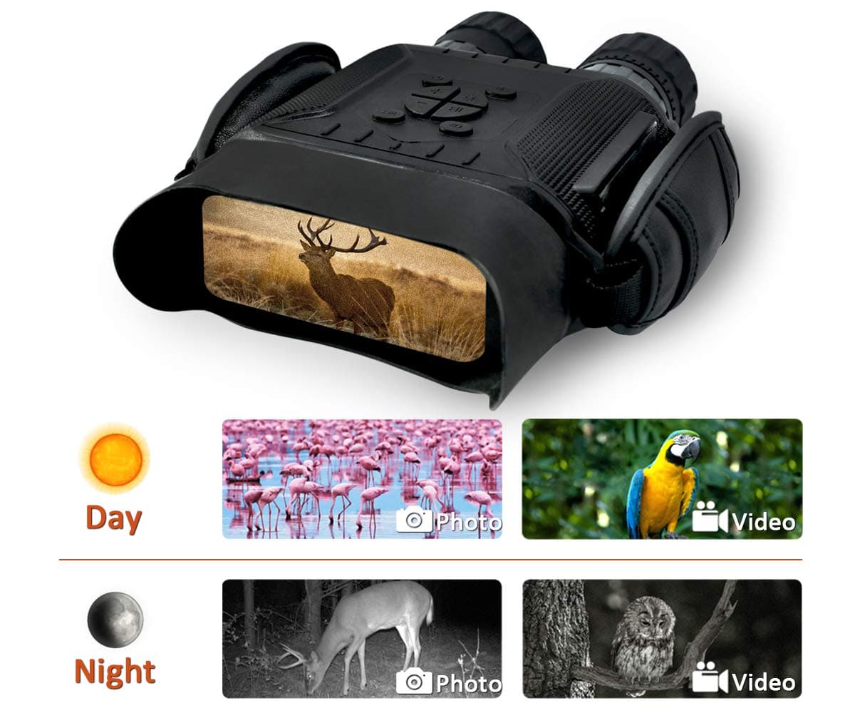 NV 900 Digital Night Vision Binocular - 40 mm Aperture, HD Image, 4 in. LCD Screen, 4.5X Magnification, 5X Zoom, 400m/1300ft in The Dark w/ 32G Memory Card