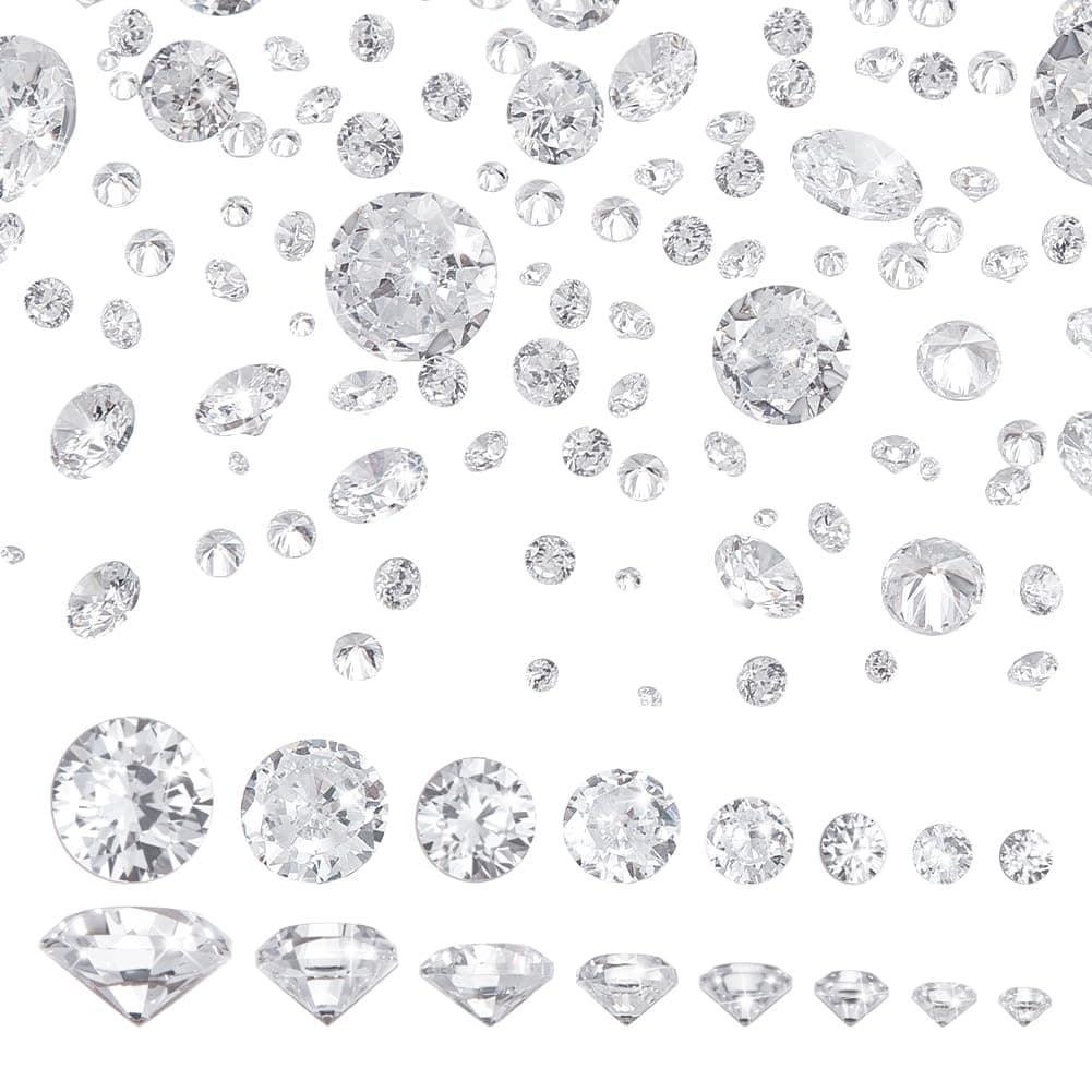 PH PandaHall 1400pcs Clear Cubic Zirconia Stone, 8 Sizes 0.8~5mm Pointed Back CZ Stones Faceted CZ Diamante Rhinestone Gems for DIY Ring Earring Bracelet Nail Art Bridal Jewelry Phone Case Making