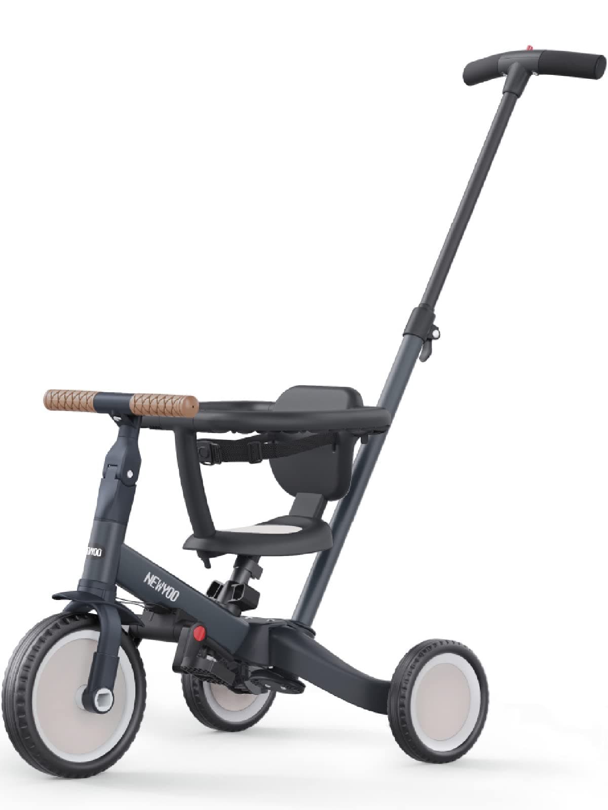 newyoo TR008 Tricycle for Toddlers 1-3, 5 in 1 Baby Balance Bike, Christmas and Birthday Gift for Boy and Girl, Toddler Bike with Parent Push Handle & Safety Guard, Dark Gray, TR008