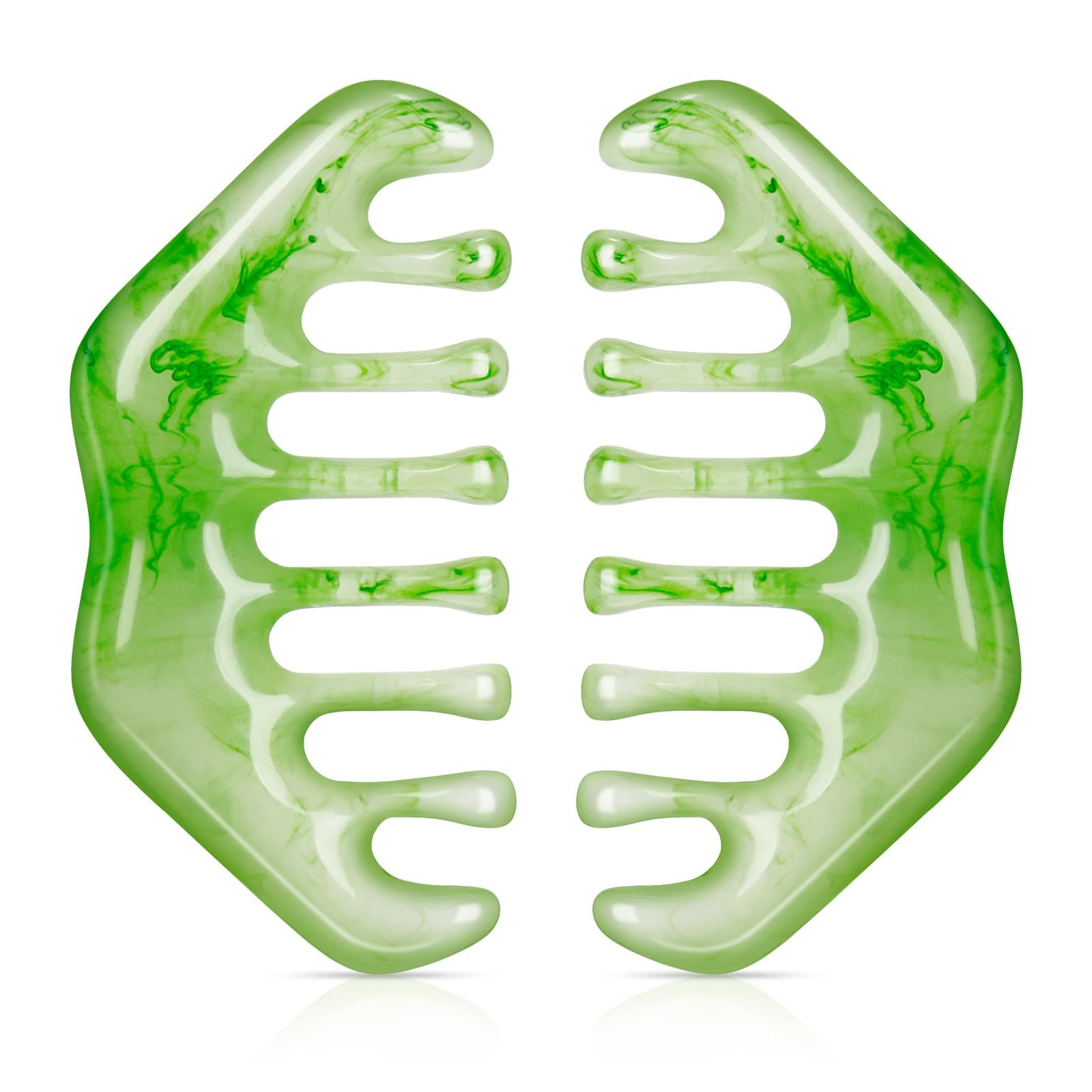 Geiserailie 2 Pcs Jade Combs Esthetician Supplies Massage Stone Hair Gua Sha Scraping Scalp Comb Facial Massage Tool Handheld Head Tools Head Caring Therapy Mother's Day for Women(Elegant Style)