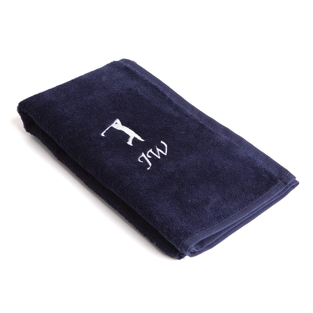 CrewGolf Personalised Golf Towel Navy Blue - Luxury Tri-Fold Any Name Towel Embroidered