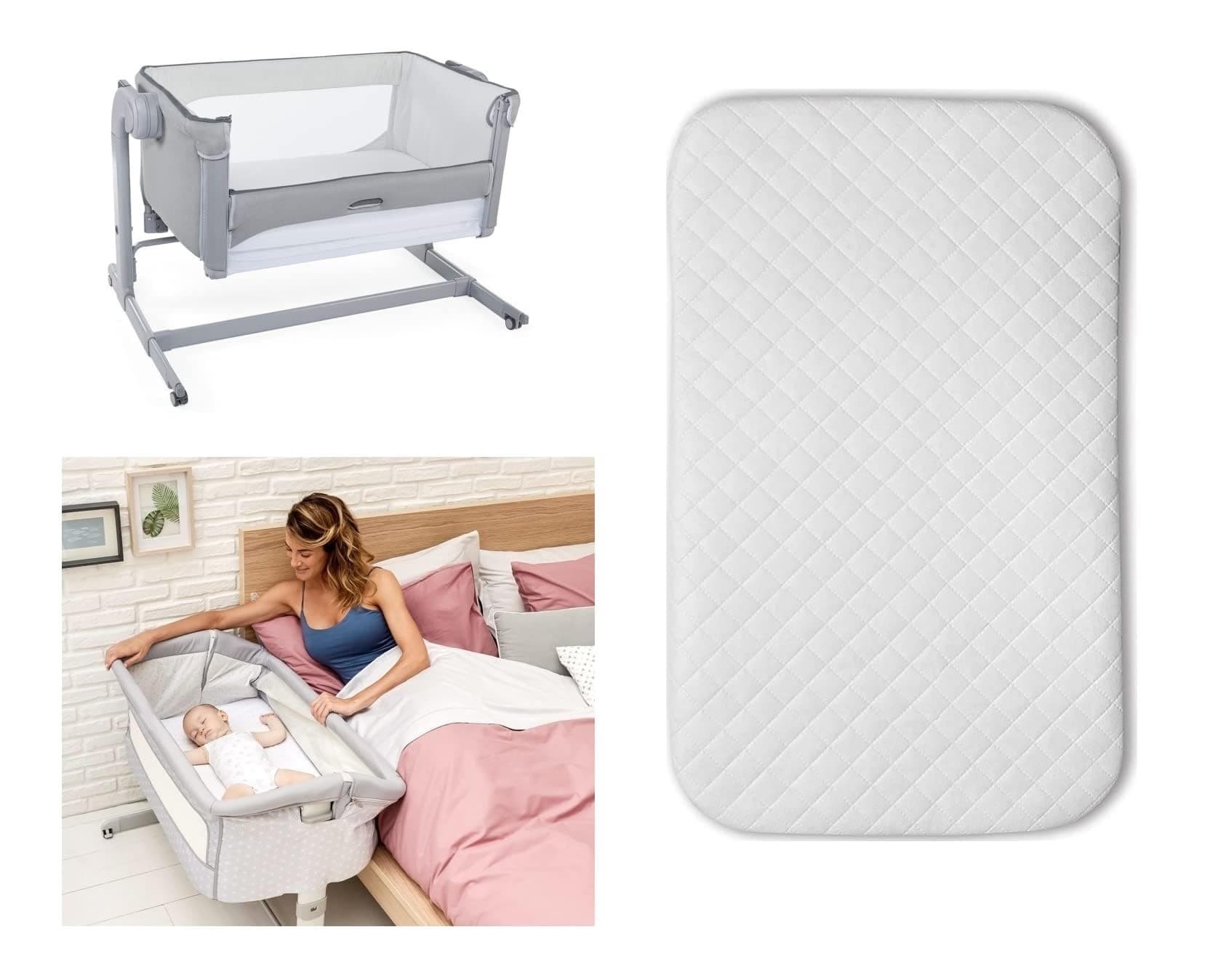 Baby Next 2 Me Bedside crib Mattress - Super Soft & Extra Thick Foam Crib - Washable Cover - Size 83 x 50 x 5 cm - Made in UK