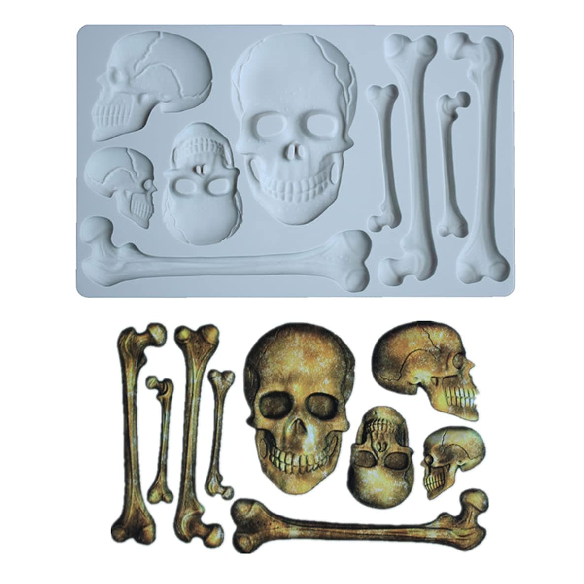 Skull Skeleton Molds,Halloween Skull Silicone Fandont Mouds Epoxy Resin Mold Chocolate Candy Mold