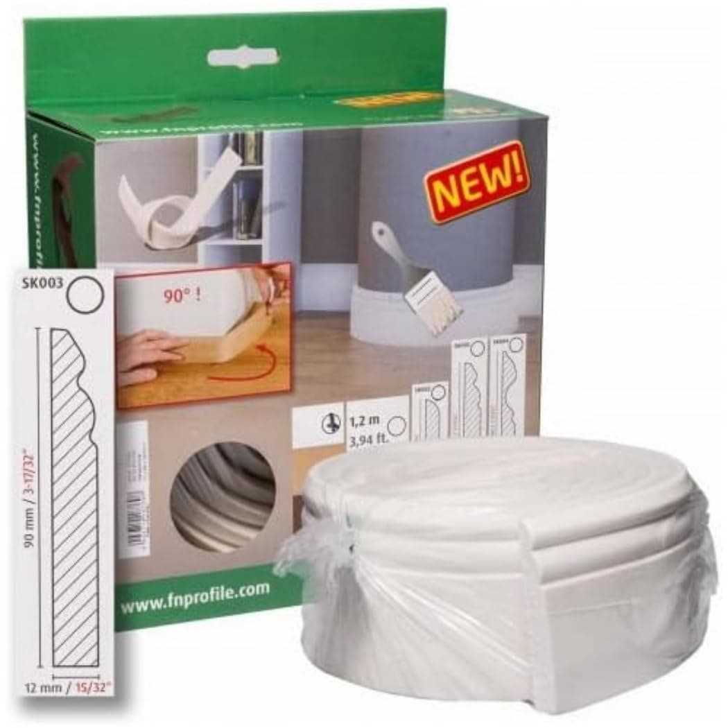 Neuhofer Holz 713460 Hamburger Profil Bending Skirting Board Flexible 12 x 90 mm, White