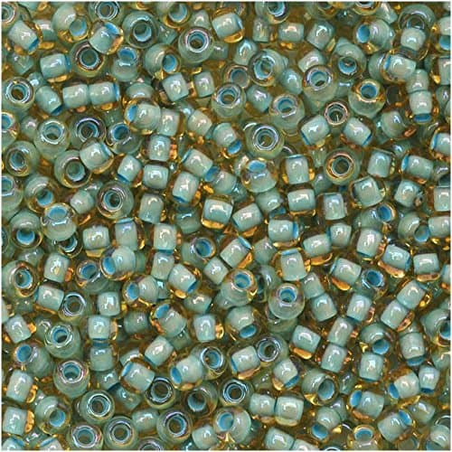 Round Seed Beads 11/0#952 'Rainbow Lt Topaz/Sea Foam Lined' 8 Gram Tube