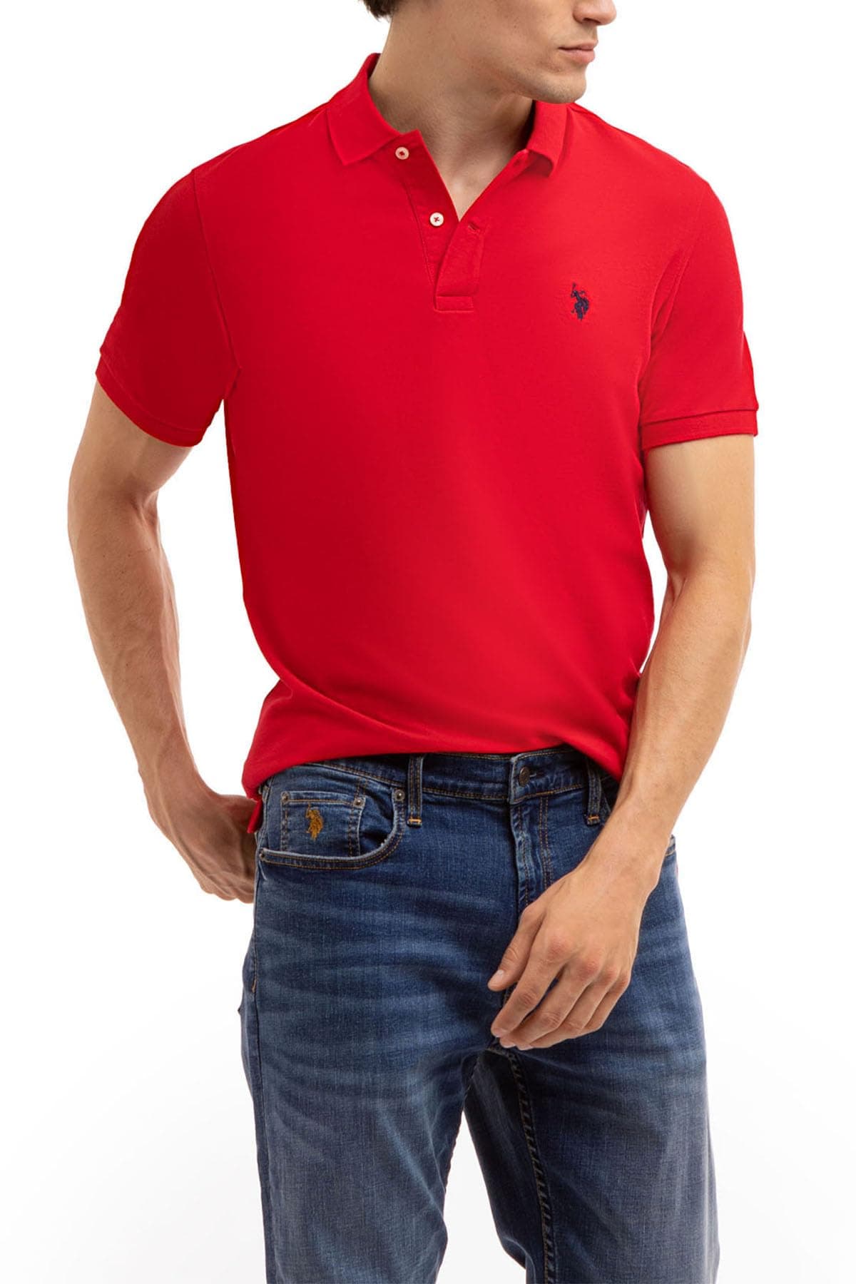Men's Classic Polo Shirt, Two-Button Closure Pique Polo Shirt, Summer Fashion Golf Shirt