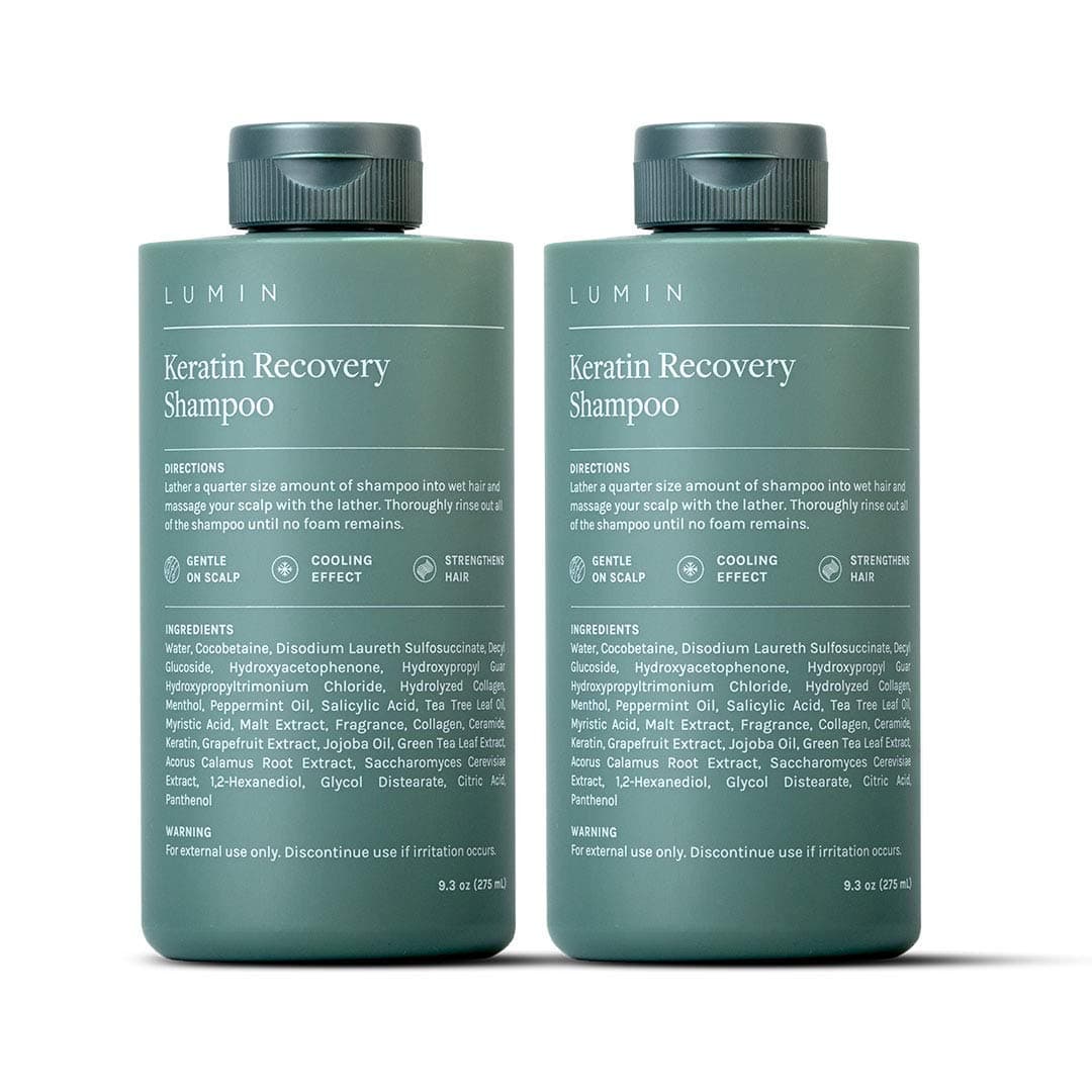 LUMIN - Men’s Keratin Recovery Shampoo (2-Pack): Rehydrate Dry, Damaged Hair and Boost Hair Growth - Formulated with Tea Tree Leaf Oil for a Gentle, Cooling Cleanse.
