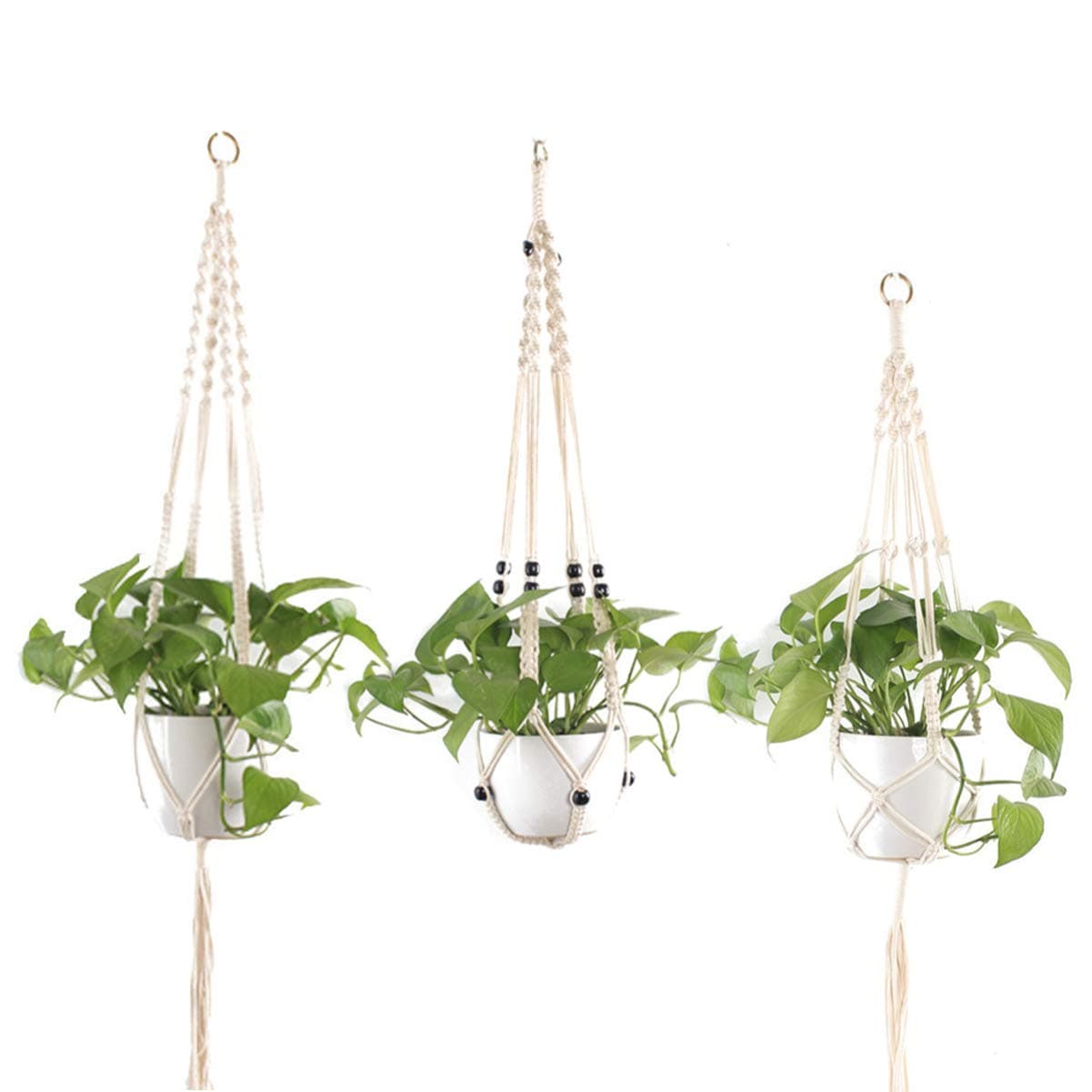 Yarnow 3pcs Macrame Plant Hanger Cotton Woven Hanging Plant Holder Plant Pot Stand for Indoor Outdoor Home Wall Art Birthday Decor