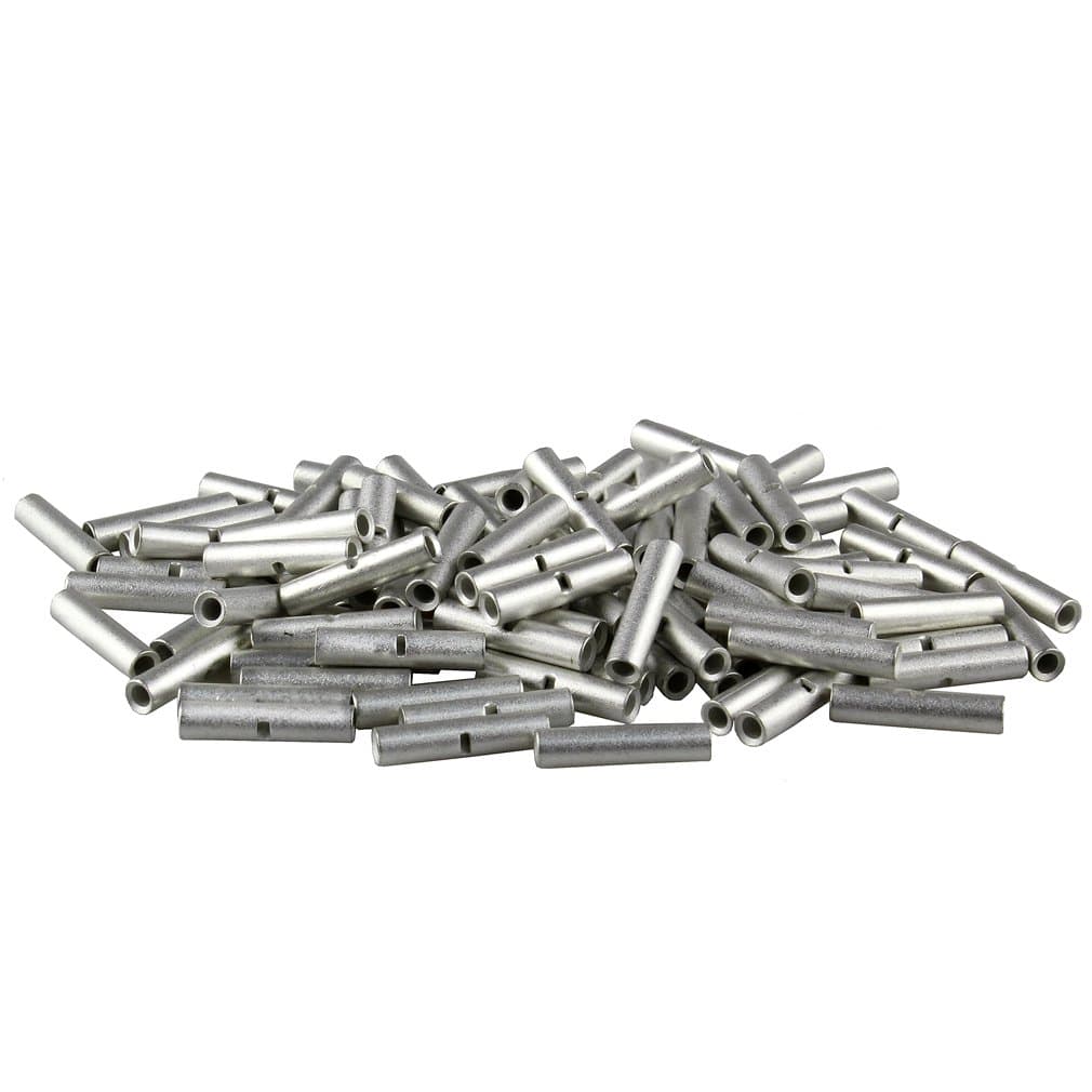 HOODDEAL 100pcs 22-16 AWG Gauge Non-Insulated Butt Connectors Uninsulated Wire Ferrule Cable Crimp Terminal for DIY