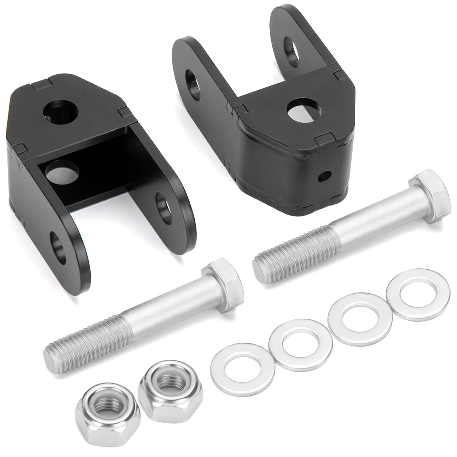 Dynofit Upgraded 2-4" Rear Shock Extensions for Chevy Silverado 1500 & GMC Sierra 1500 1999-2026, Heavy-Duty Black Powder Coated Steel Compatible with Rear Lift Leveling Kits for Tahoe, Yukon