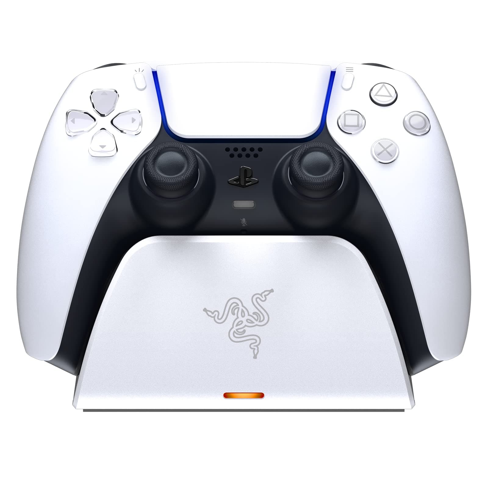 Razer Quick Charging Stand for PlayStation 5: Quick Charge - Curved Cradle Design - Matches PS5 DualSense Wireless Controller - One-Handed Navigation - USB Powered - White (Controller Sold Separately)
