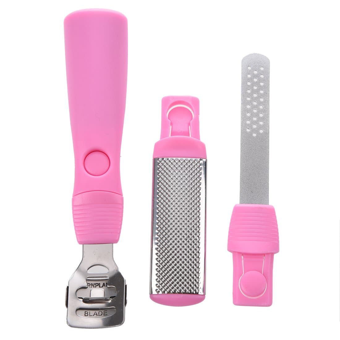 SODIAL NEW PINK Callus Corn Hard Skin Remover Shaver Foot Pedicure Kit Feet & 10 Blades